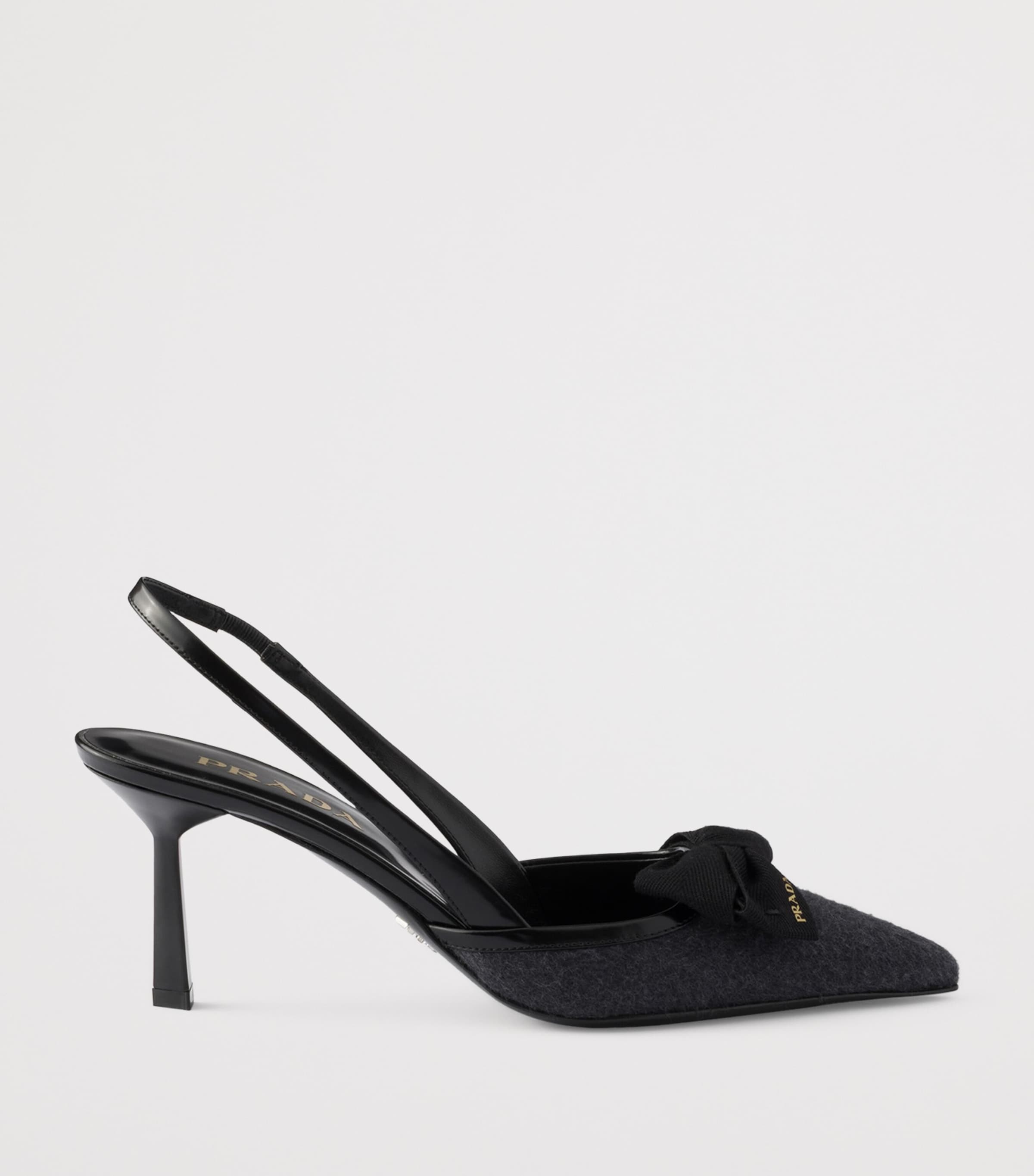 Prada Cashmere Bow-Detail Slingback Pumps 75 Grey Image 2