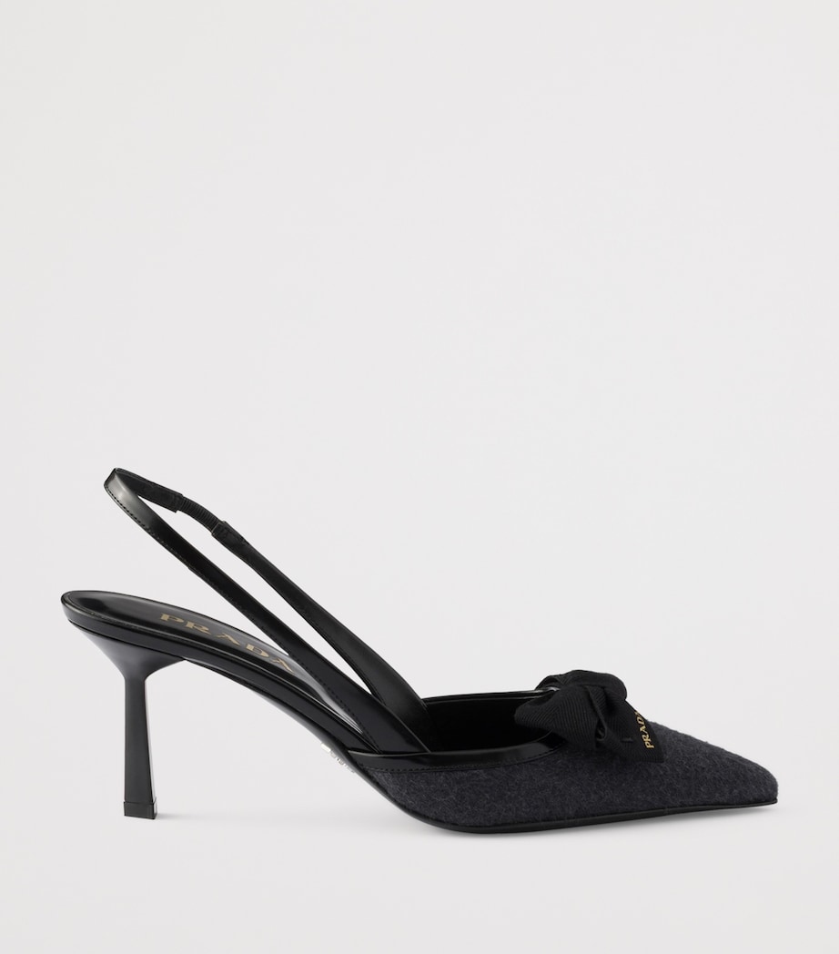 Prada Cashmere Bow-Detail Slingback Pumps 75 Grey Image 2