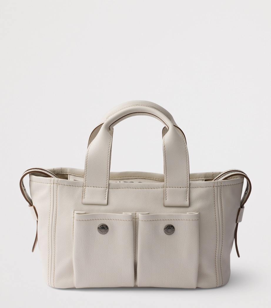Prada Medium Leather Route Tote Bag Neutral Image 5