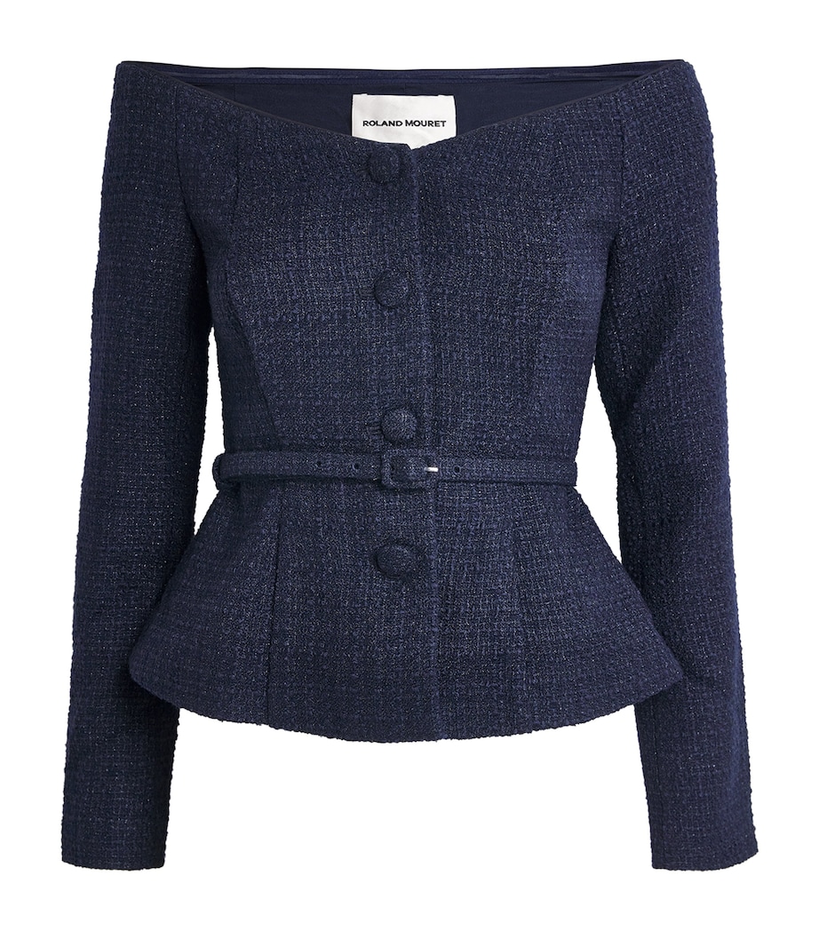 Bouclé Off-The-Shoulder Jacket NAVY Image 1