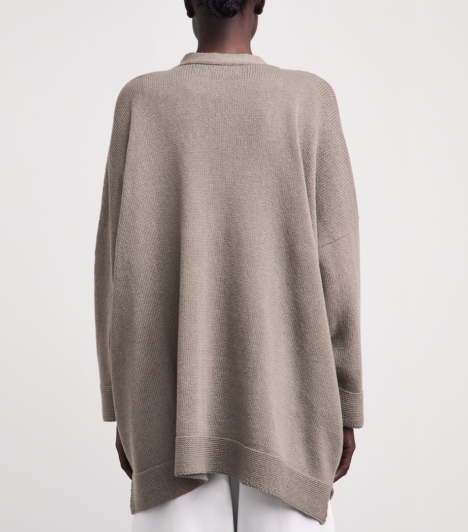 Eskandar Womens Linen-Organic Cotton V-Neck Cardigan Mink Image 5