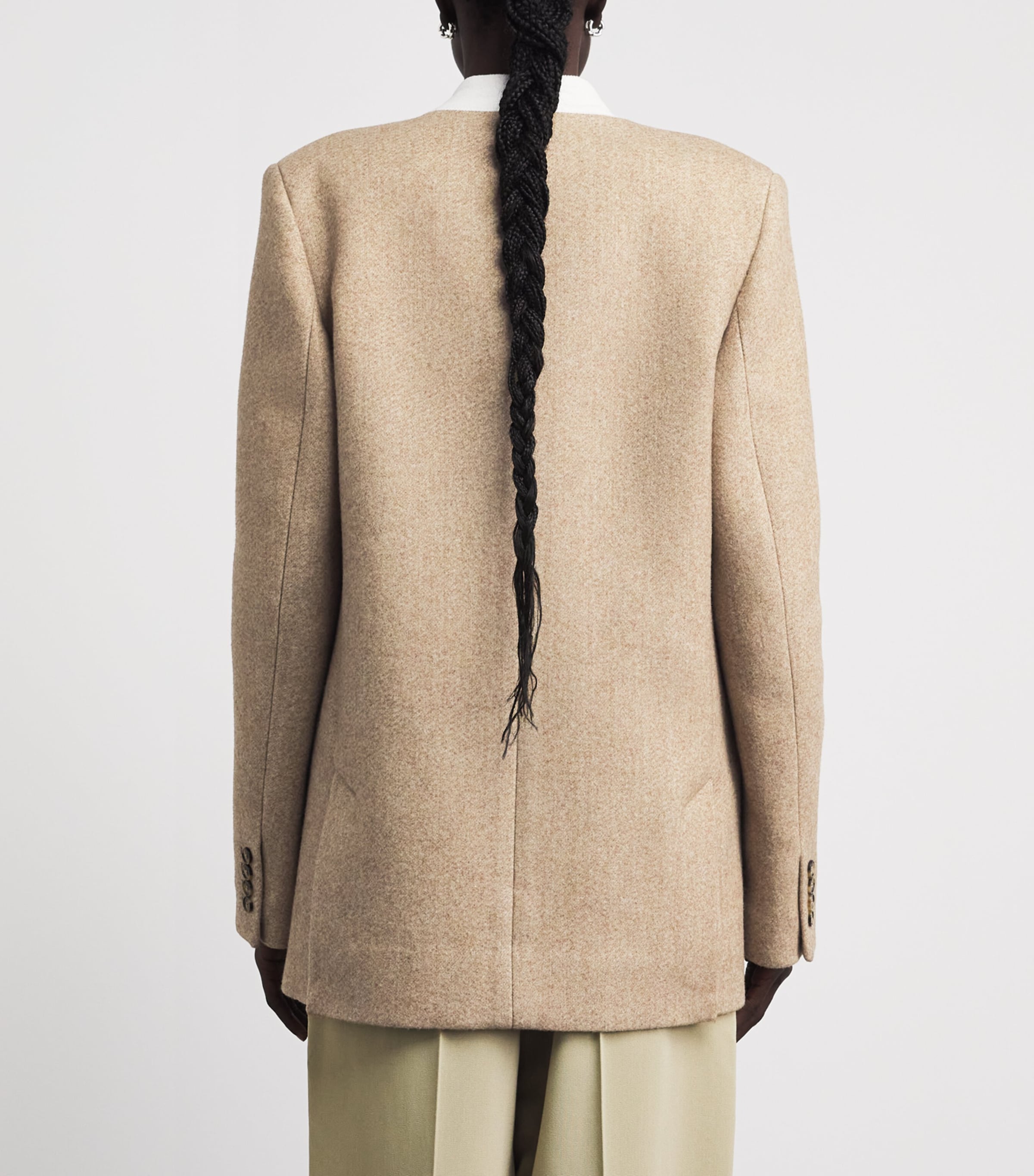 Victoria Beckham Womens Wool-Blend Double-Breasted Jacket Camel Melange Image 5