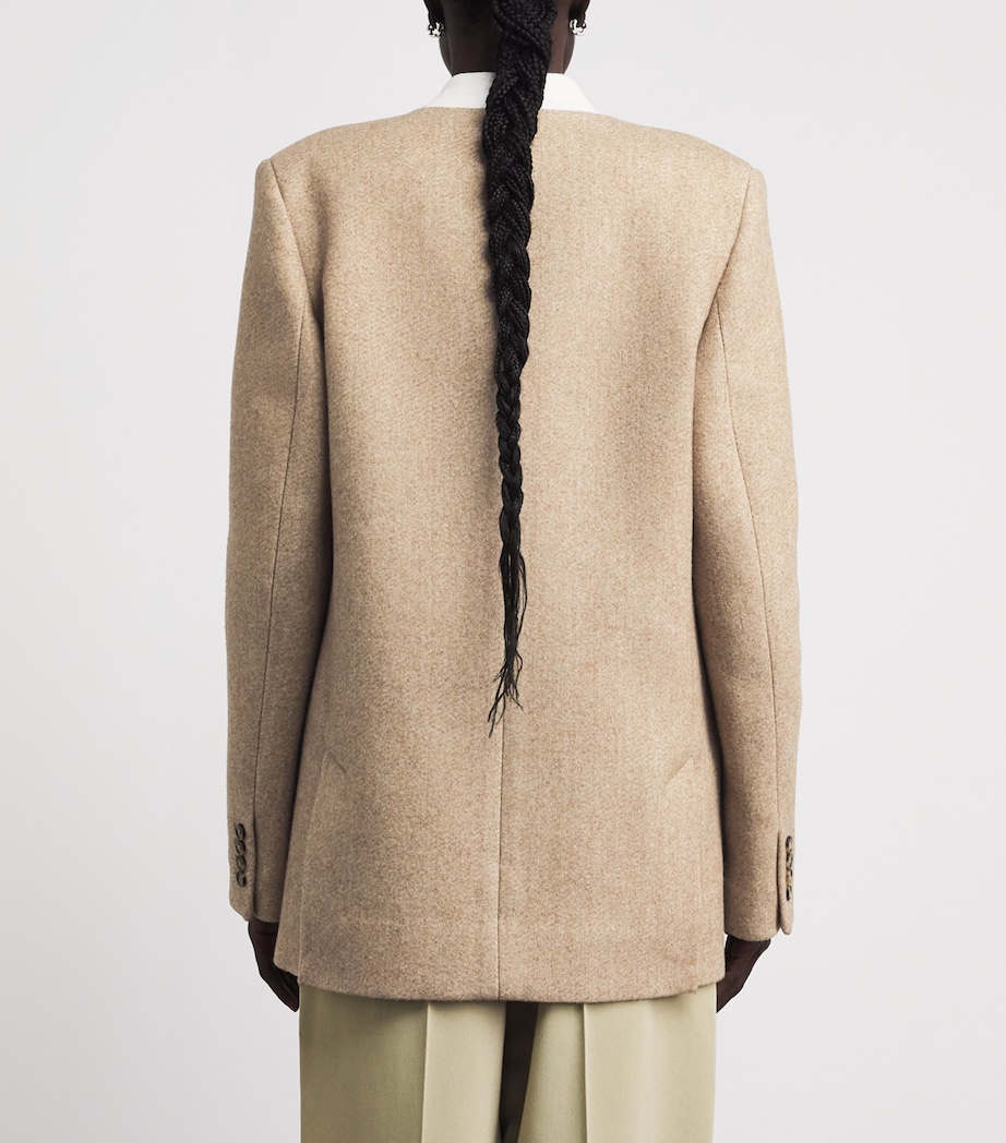 Victoria Beckham Womens Wool-Blend Double-Breasted Jacket Camel Melange Image 5