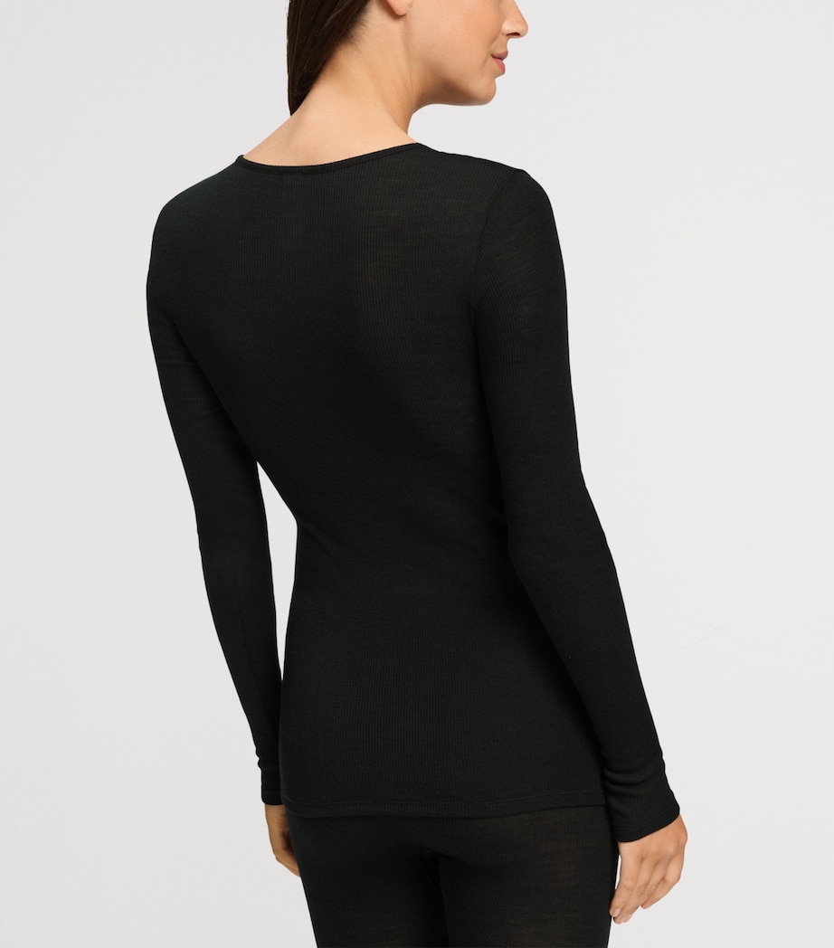 Hanro Womens Wool-Silk Long-Sleeve T-Shirt Black Image 5