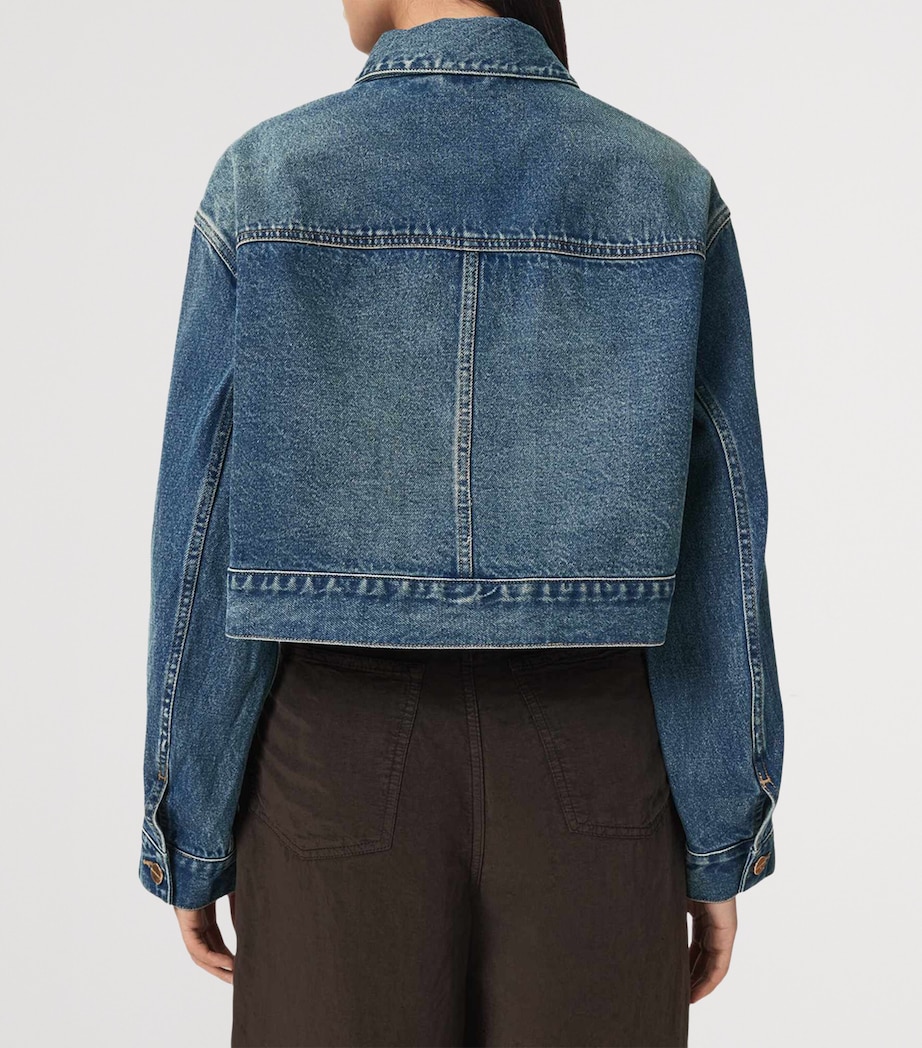 AllSaints Womens Blink Cropped Denim Jacket Tinted Indigo Image 4