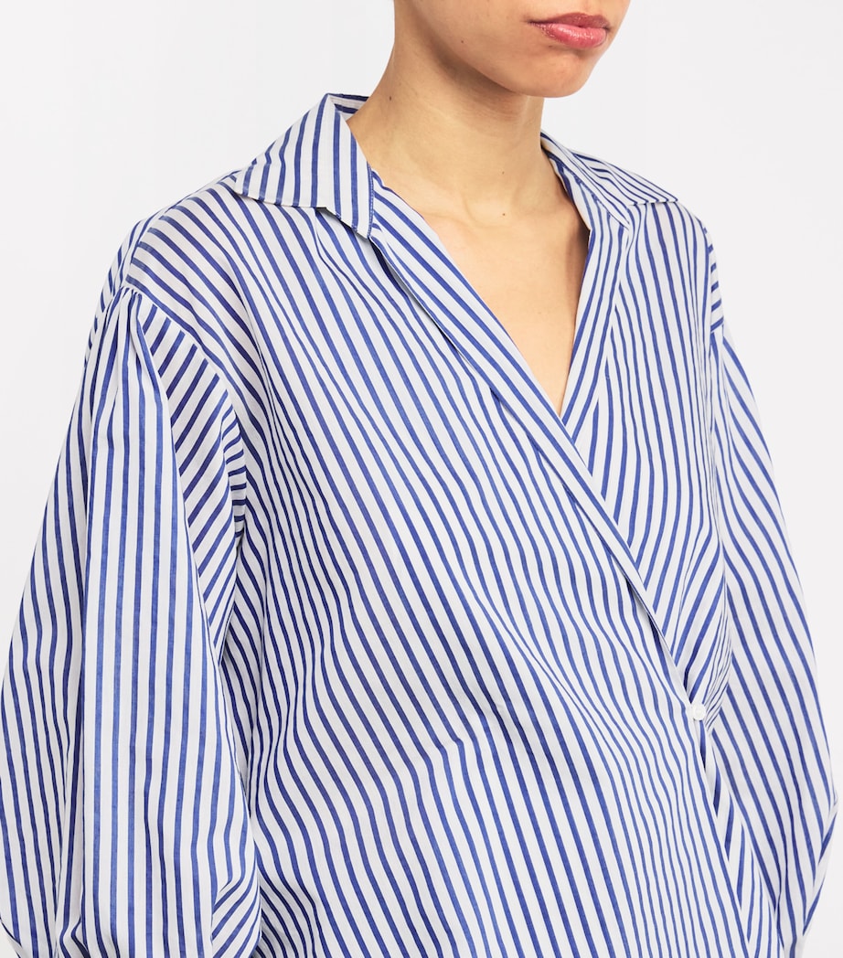 Cotton-Silk Striped Shirt CORNFLOWER BLUE Image 6