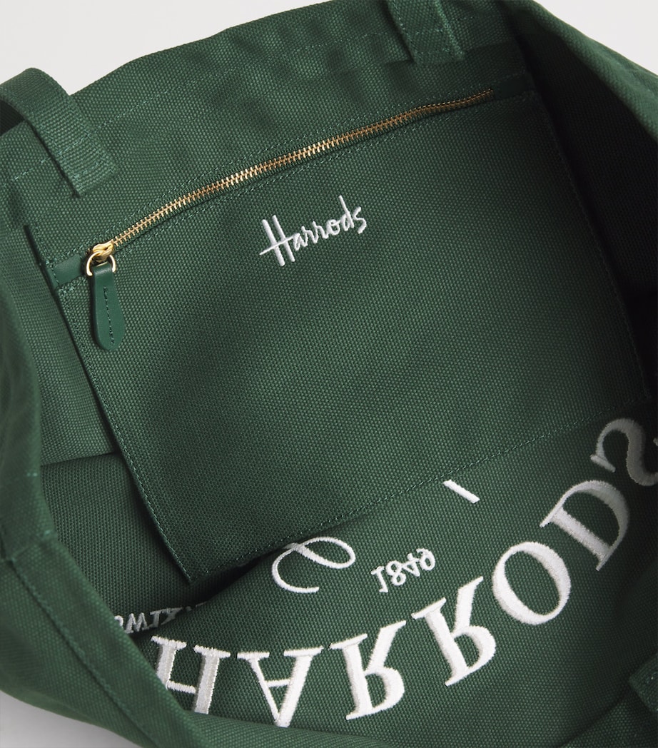 Large Embroidered Logo Tote Bag HARRODS GREEN Image 4