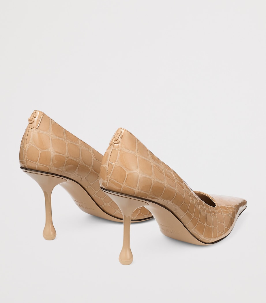 Ixia 80 Croc-Embossed Leather Pumps CHAI Image 4