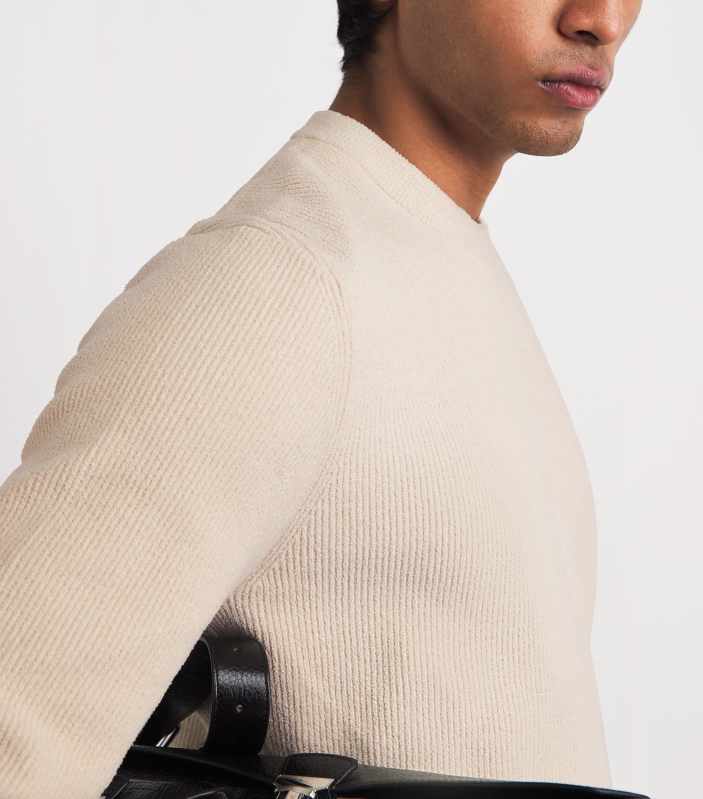 NN07 Mens Soft Ribbed Danny Sweatshirt Ivory Image 3