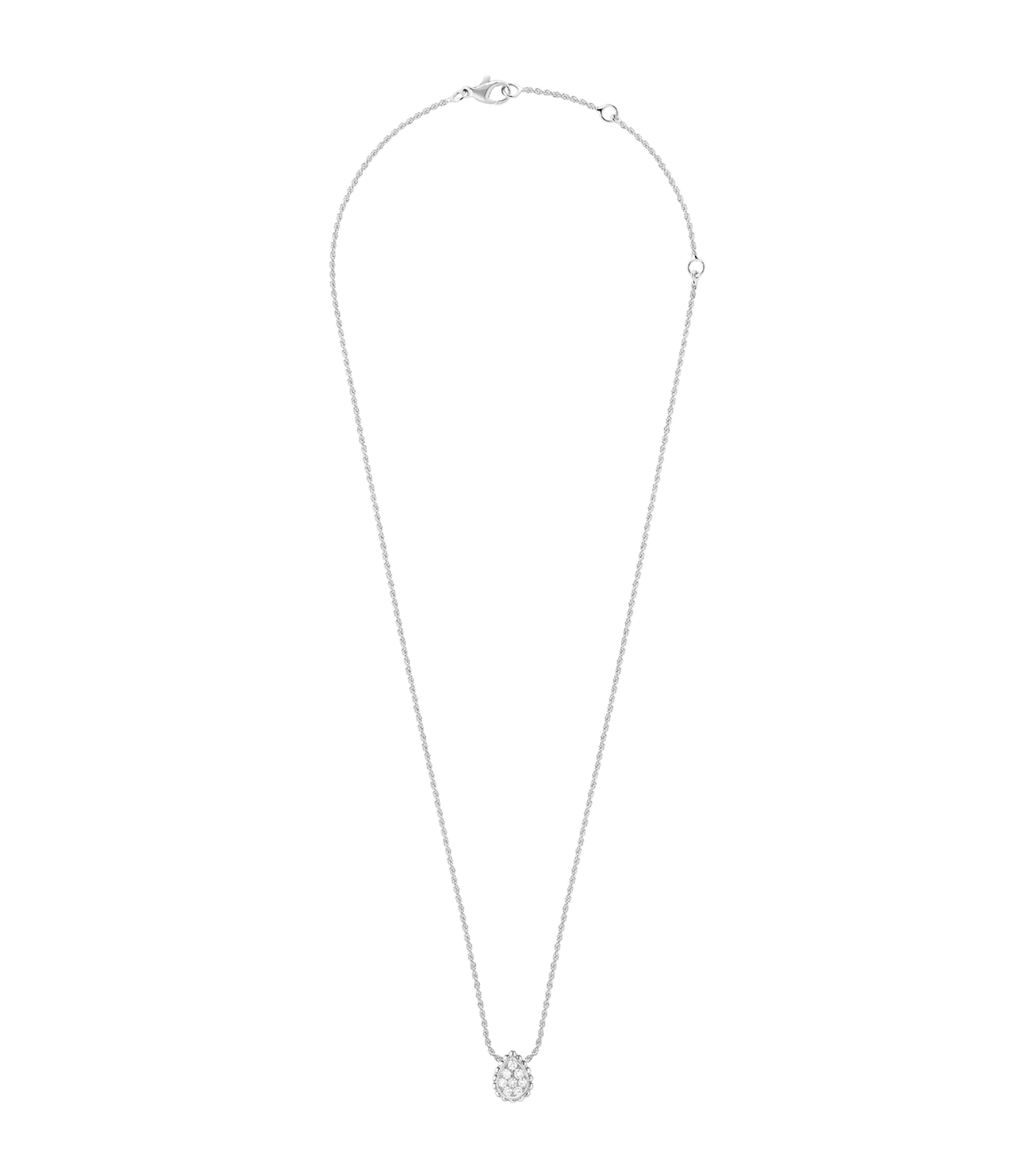 Boucheron Extra Small White Gold And Diamond Serpent Bohème Motif Pendant In Silver