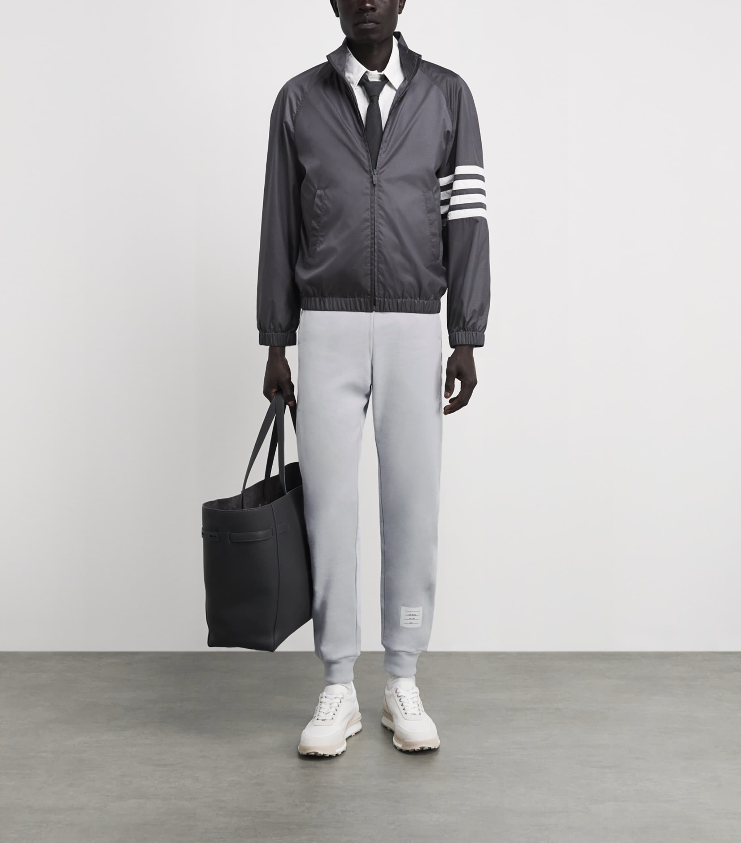 Thom Browne Mens Cotton 4-Bar Sweatpants Pale Grey Image 2