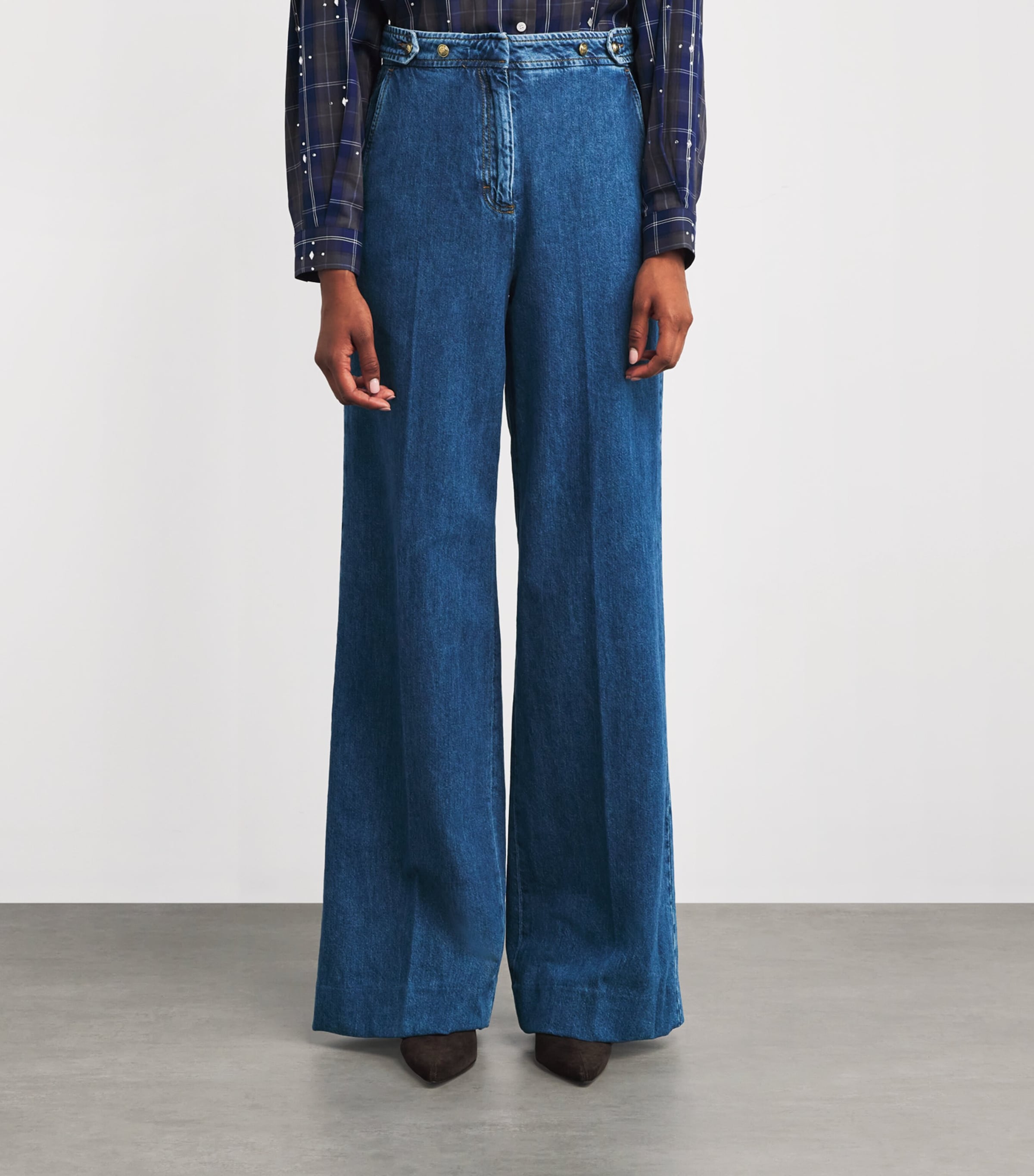 Button-Waist Wide-Leg Jeans BLUE JEAN Image 3