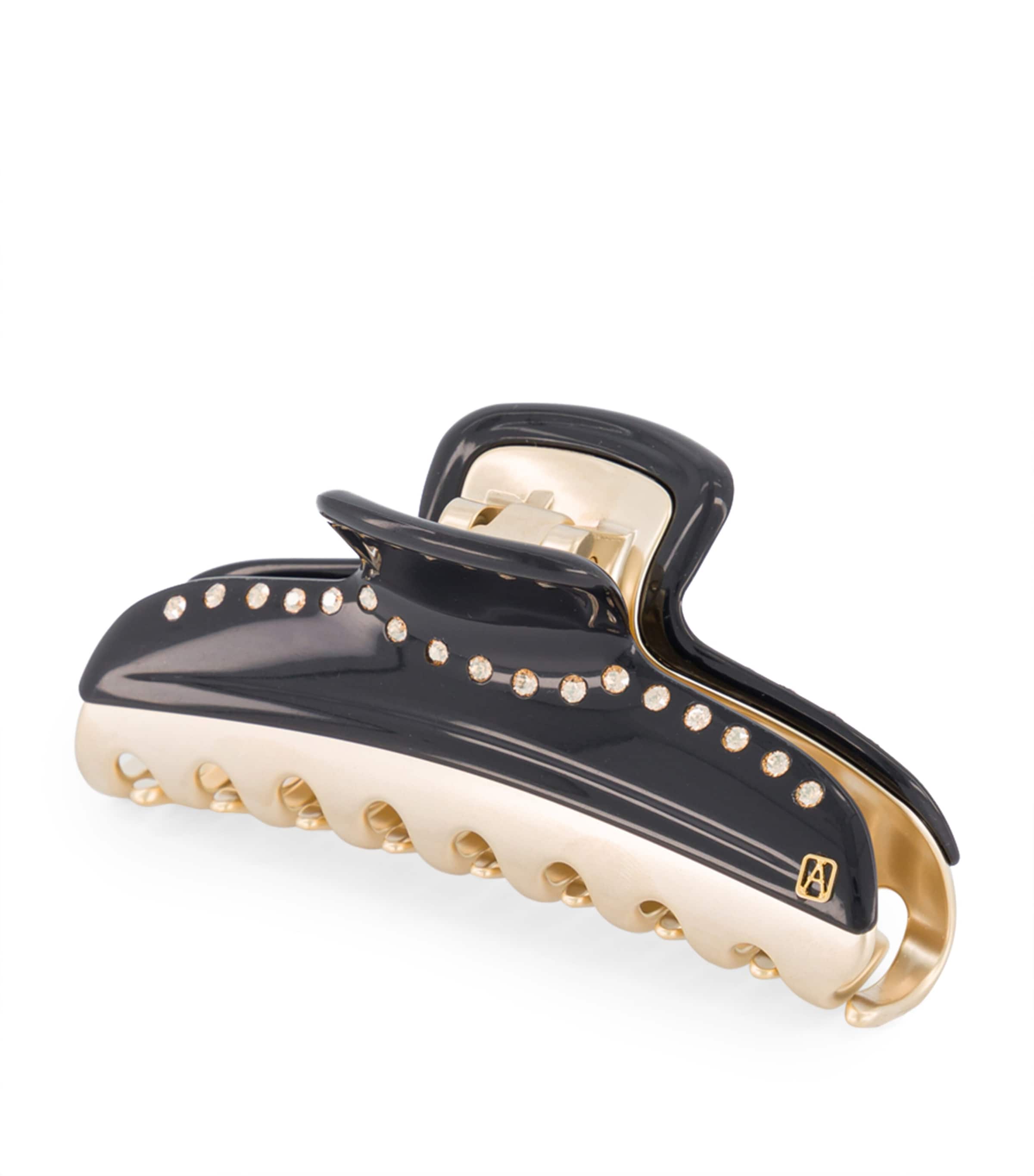 Gold-Plated Crystal-Embellished Claw Hair Clip N3- NOIR B/OR Image 2