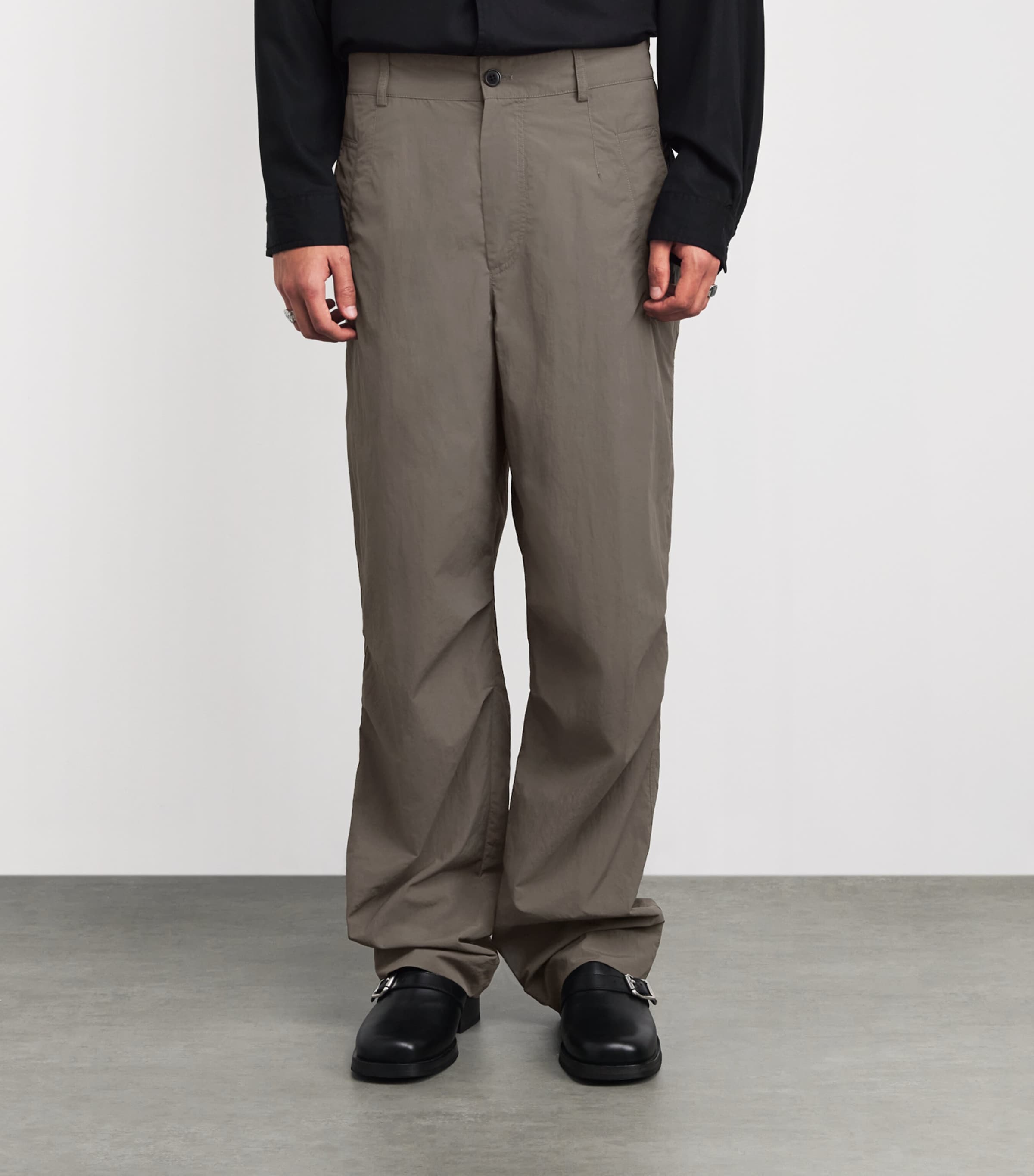DRIES VAN NOTEN Mens Water-Repellent Trousers Khaki Image 3