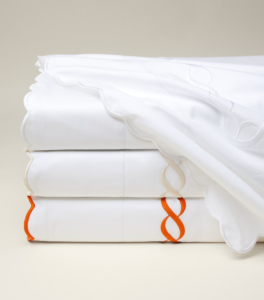 Treccia King Flat Sheet (275cm x 275cm) WHITE/ORANGE Image 2