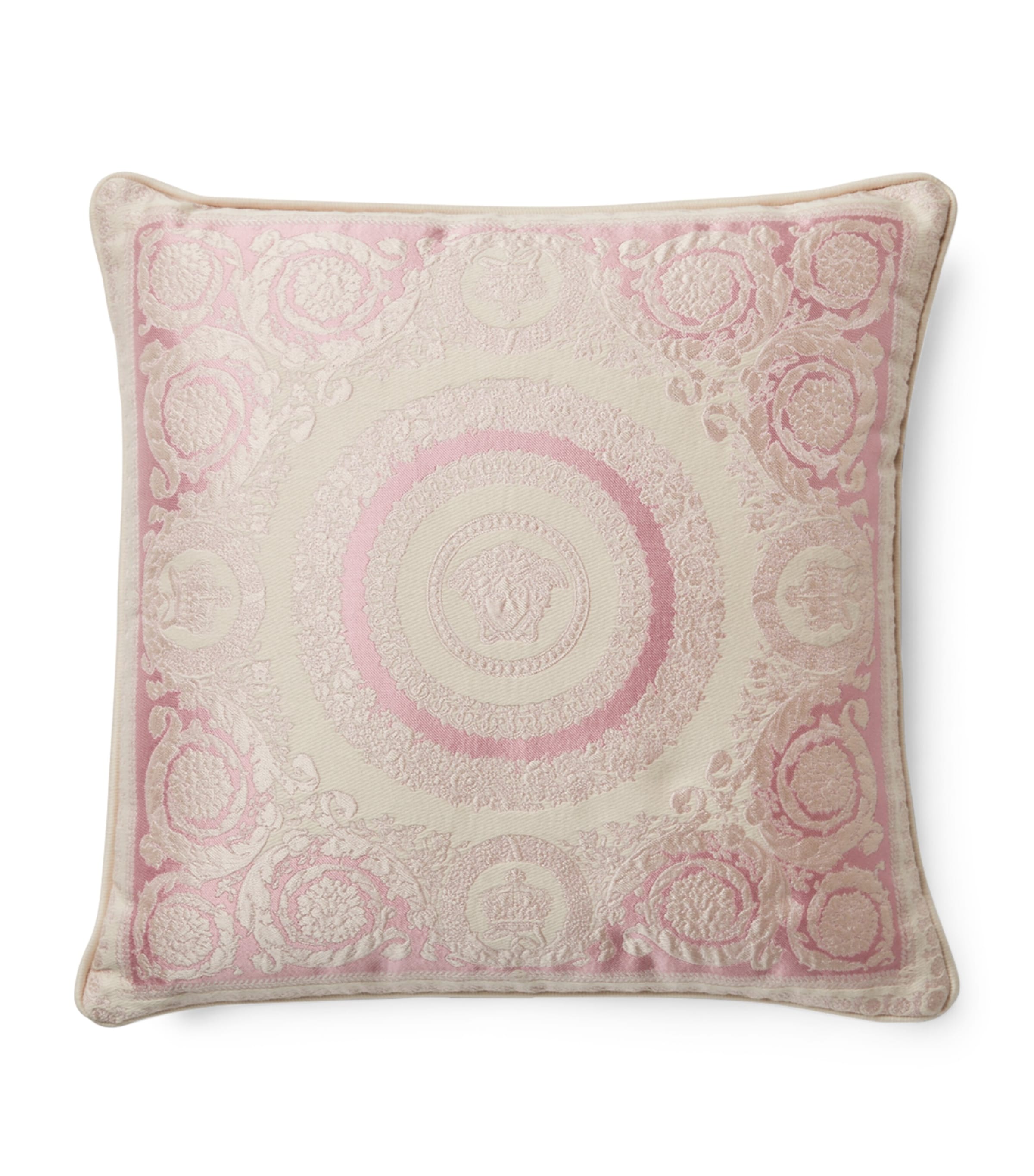Versace Silk-blend Crete De Fleur Cushion In Pink