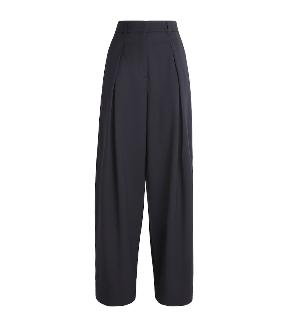 ME+EM Womens Wool Pleated Tapered Trousers Navy Image 1