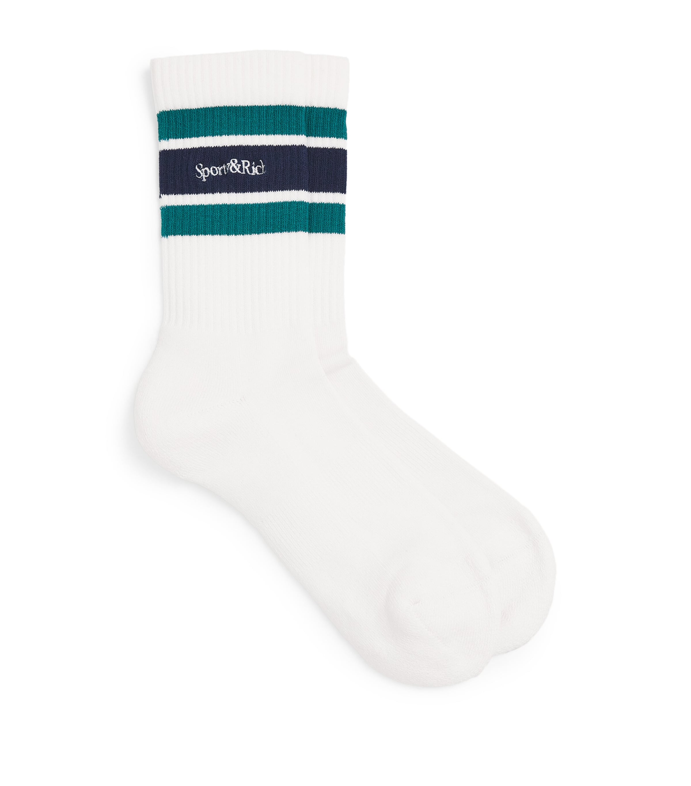 Sporty And Rich Cotton-blend Striped Srhwc Socks In White
