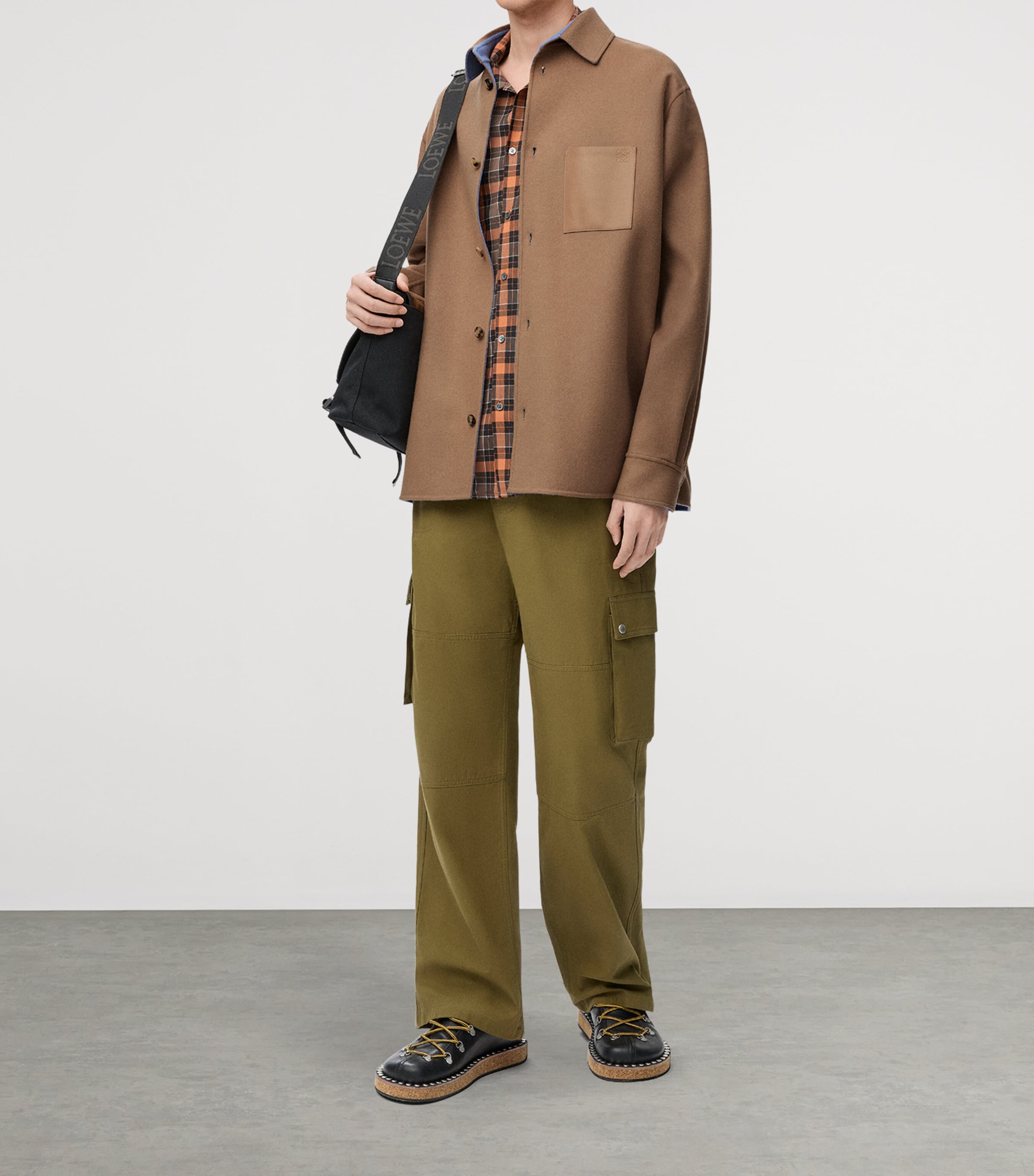 Wool-Cashmere Anagram Overshirt CAMEL/BLUE Image 5