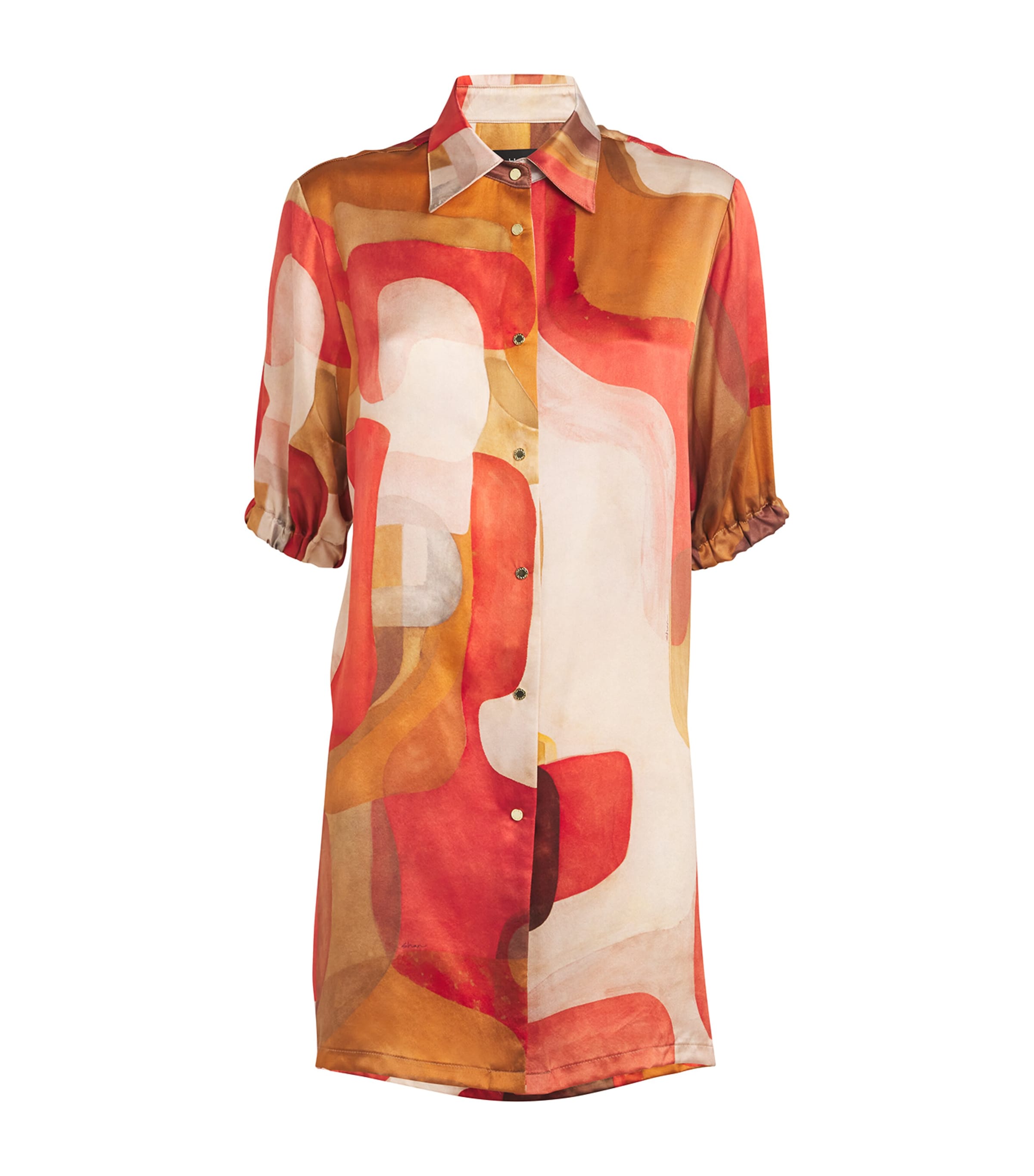 Shan Silk Printed Shirt Dress In Multi