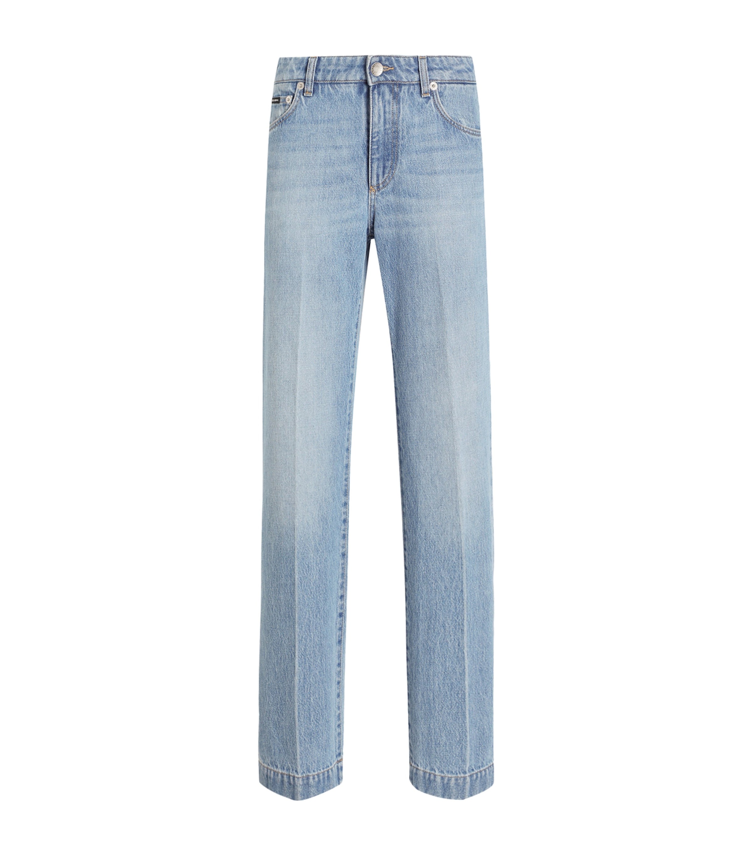Dolce & Gabbana Straight-leg Blue Jeans With A Distressed Effect In Blue