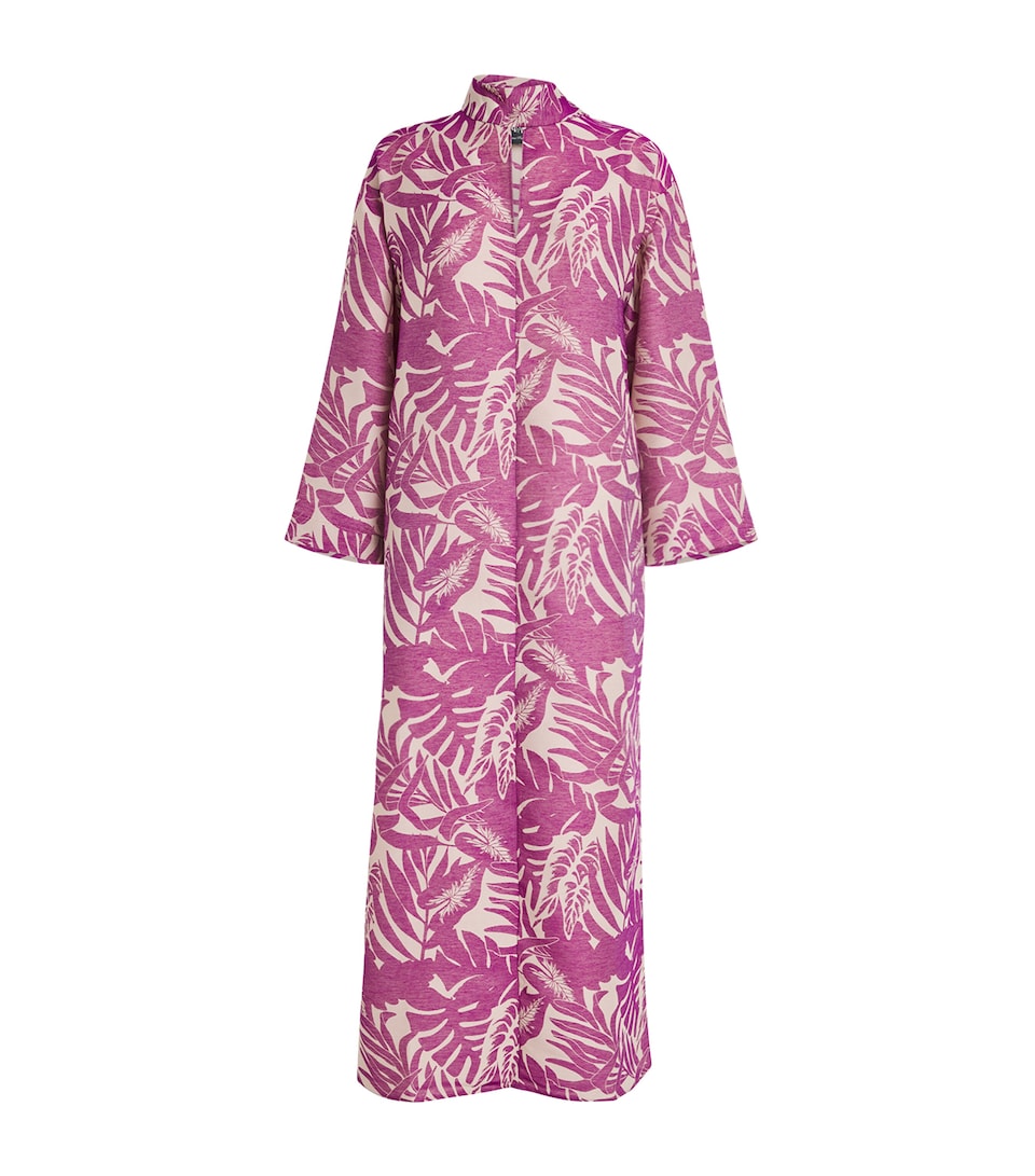 Taller Marmo Flamingo Open-Collar Kaftan Plum Ecru