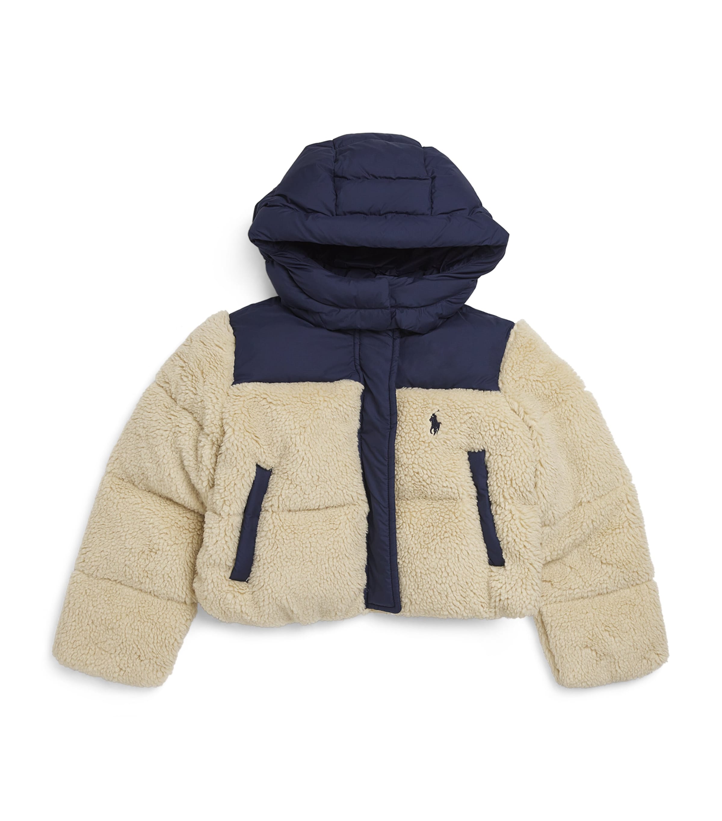 Shop Ralph Lauren Down Cropped Teddy Bomber Jacket