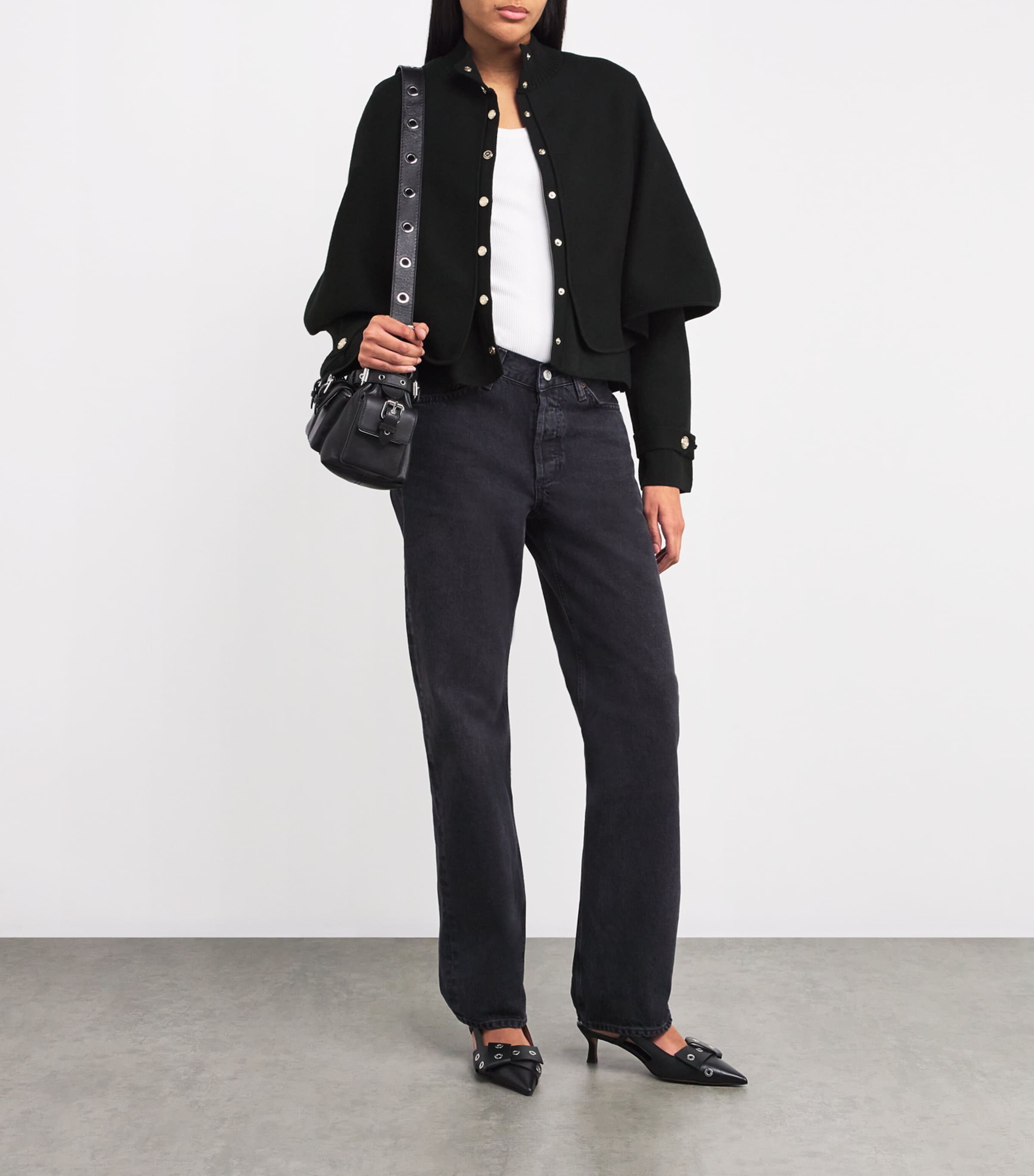 Cape-Effect Cardigan BLACK Image 2