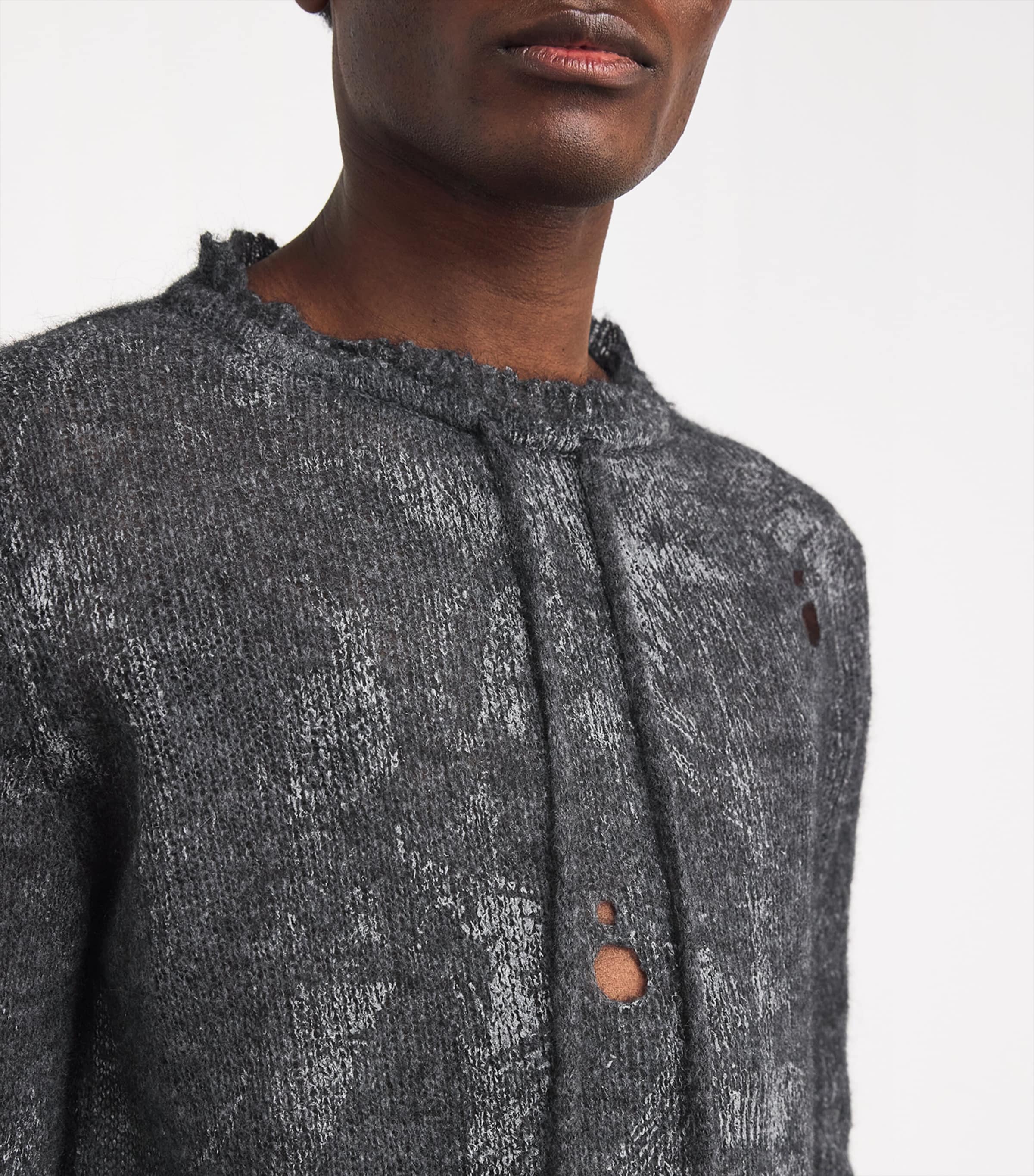 Distressed Knitted Sweatshirt P401-REFLECTIVE GREY Image 6