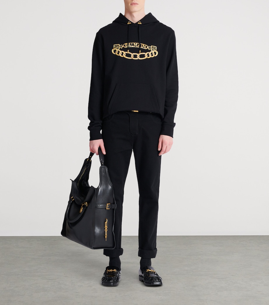 Cotton Chain Print Hoodie EAD NOIR/OR Image 2
