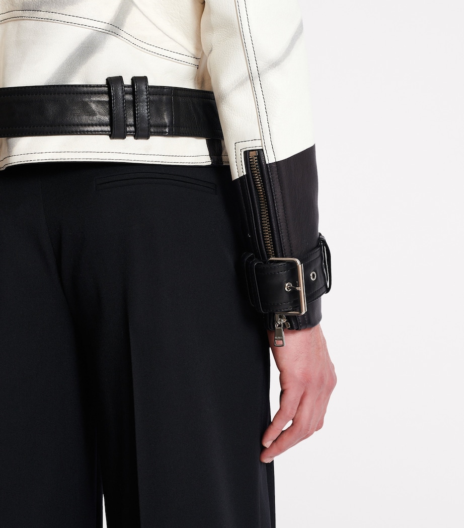 Leather Printed Biker Jacket GAB BLANC/NOIR Image 5