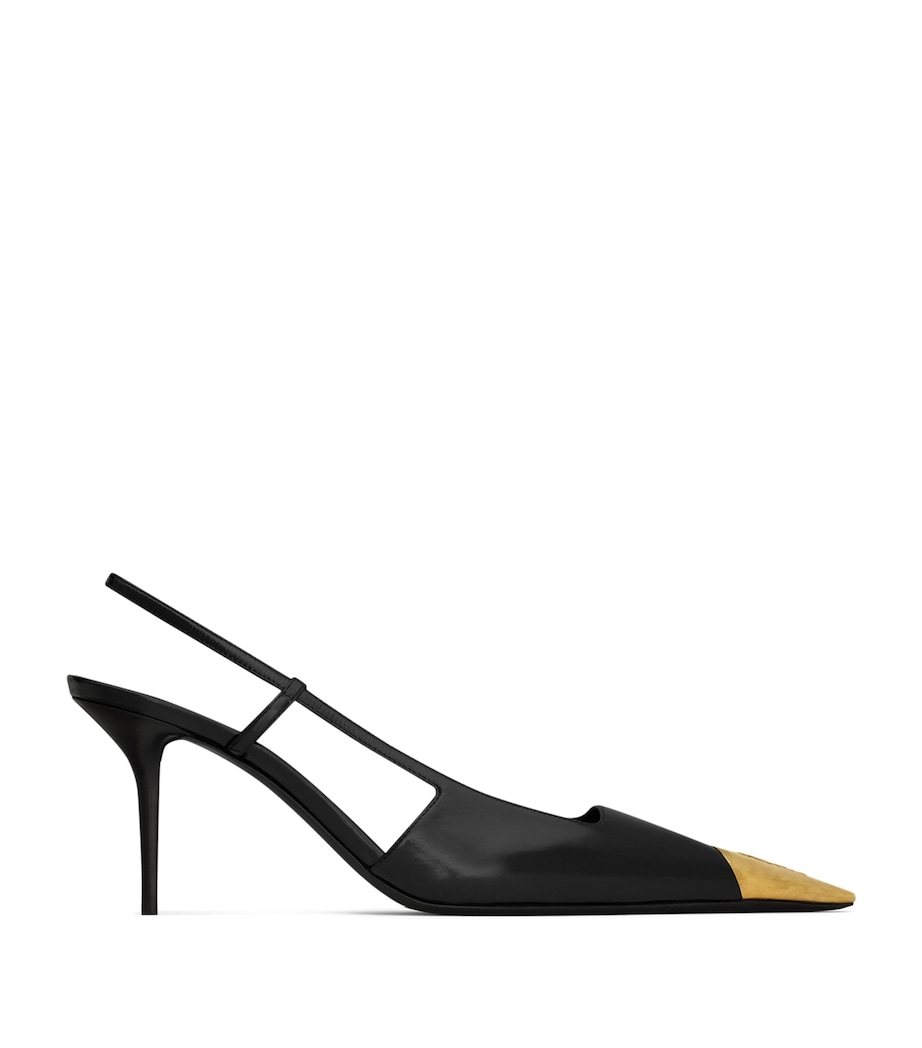 Saint Laurent Womens Leather Jeanne Slingback Pumps 75 Image 1