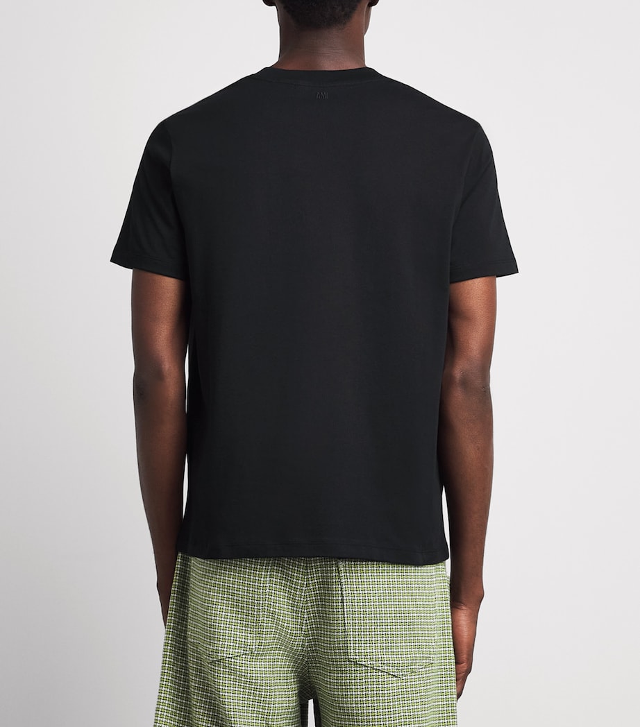 AMI Paris Mens Cotton Ami de Coeur T-Shirt Noir Image 5