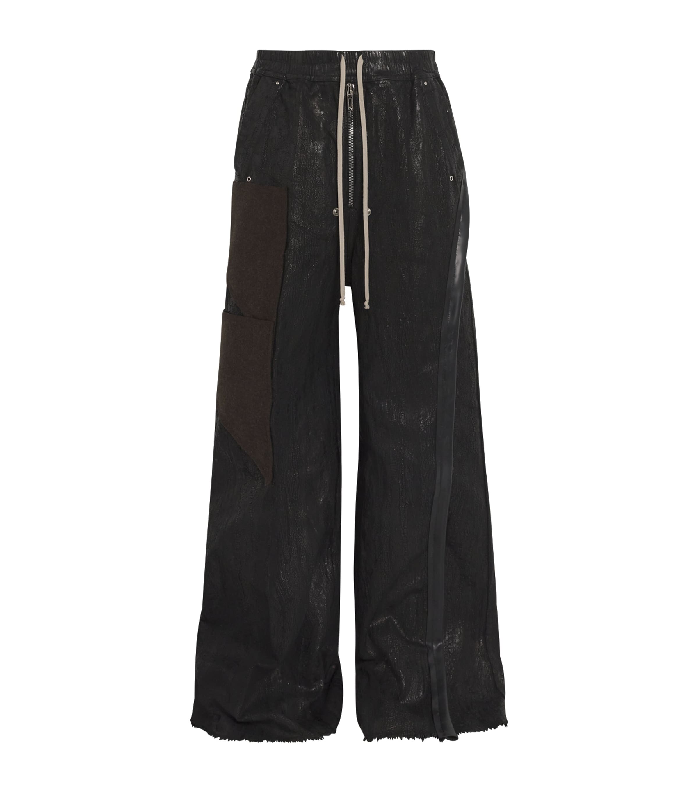 Rick Owens Tyre-trim Wide-leg Coated Jeans In Black