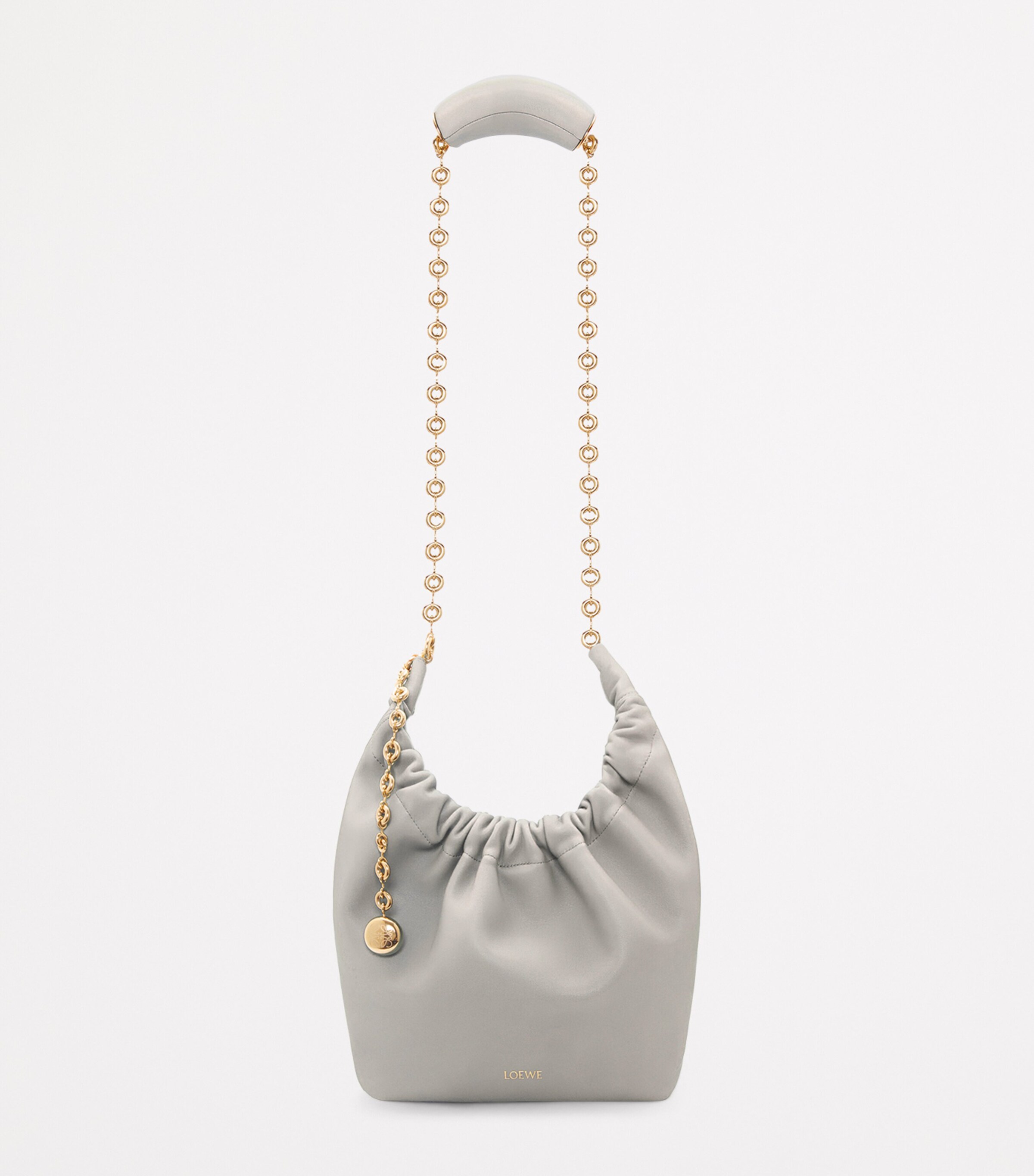 Small Leather Squeeze Top-Handle Bag GREY Image 6