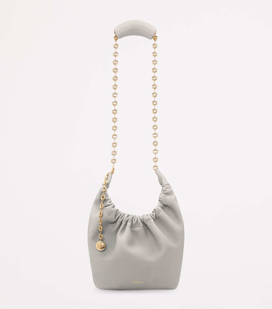 Small Leather Squeeze Top-Handle Bag GREY Image 6