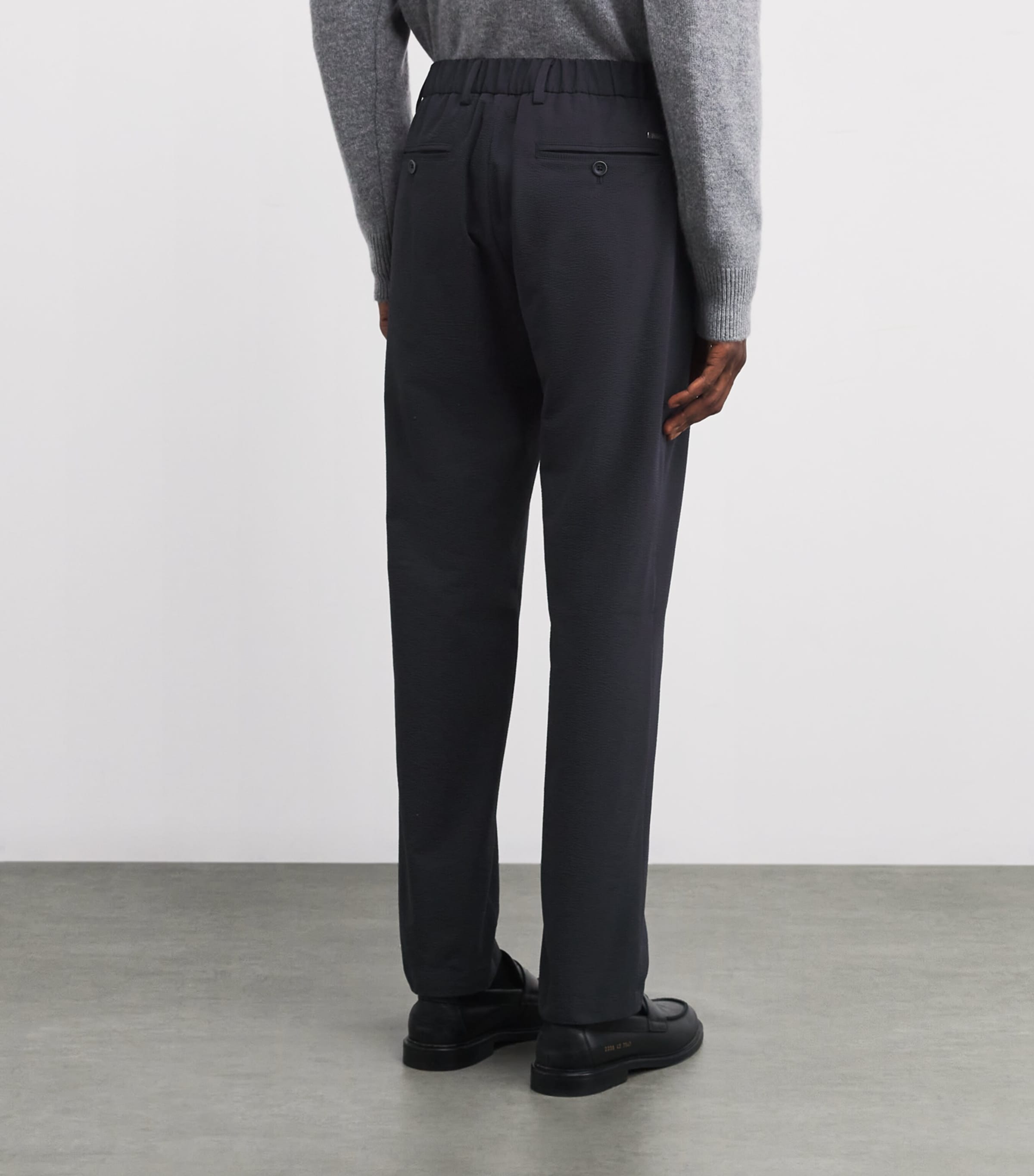 Seersucker Drawstring-Adjustable Trousers 9200 BLU NAVY Image 4