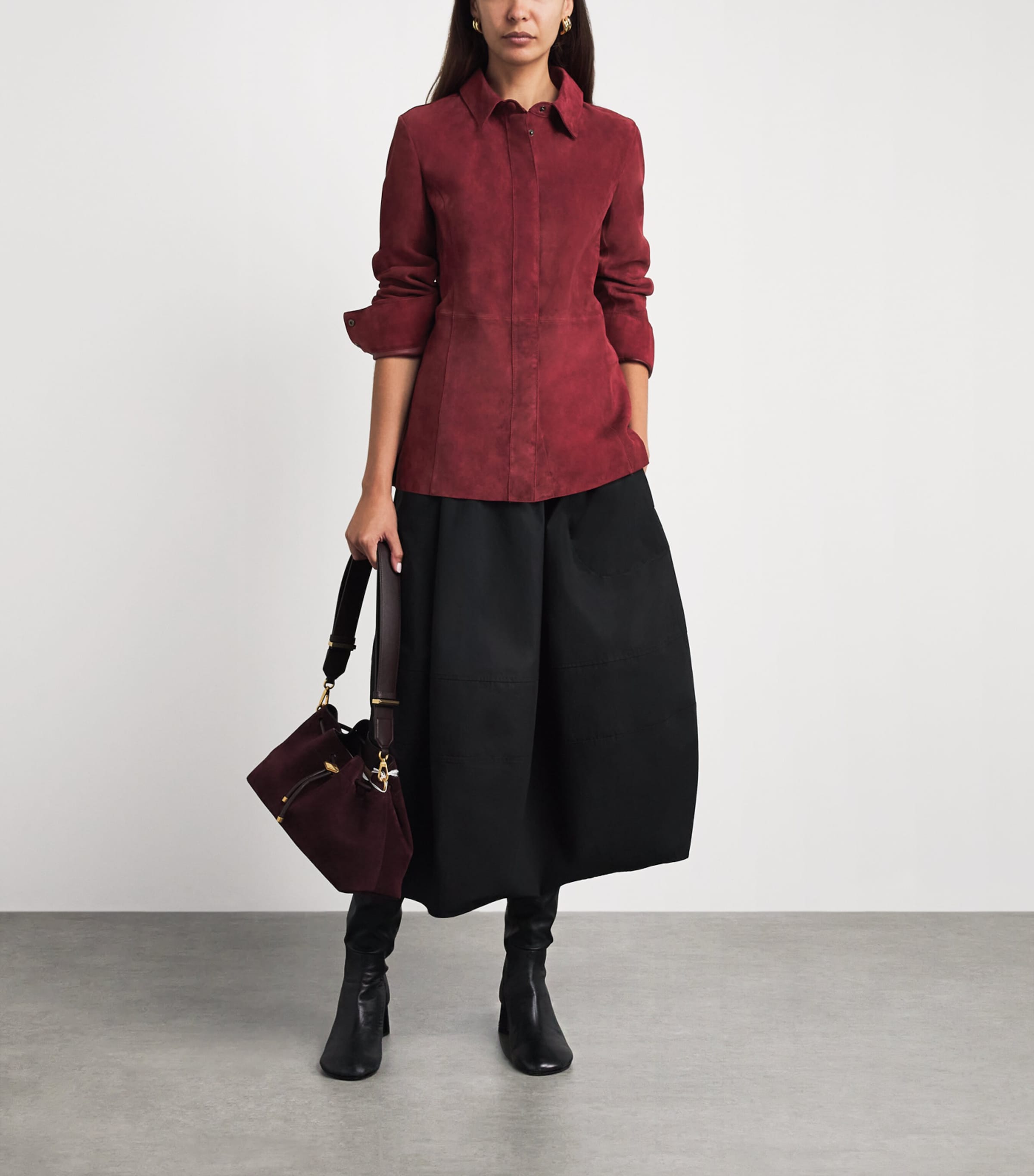 FRAME Womens The Suede Shirt Garnet Image 2