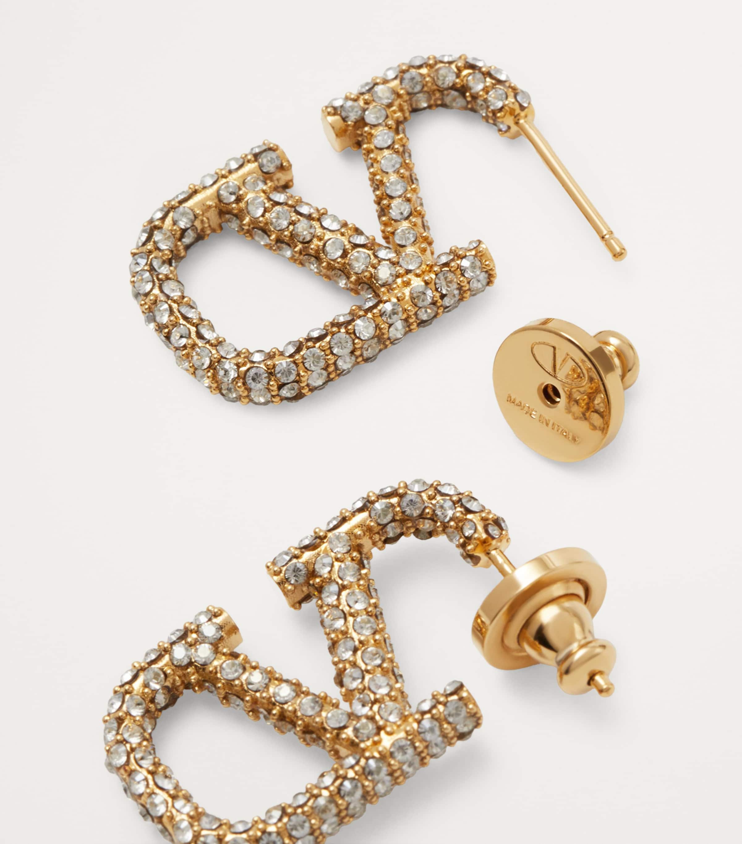 VLogo Signature Strass Hoop Earrings MH5 Image 4