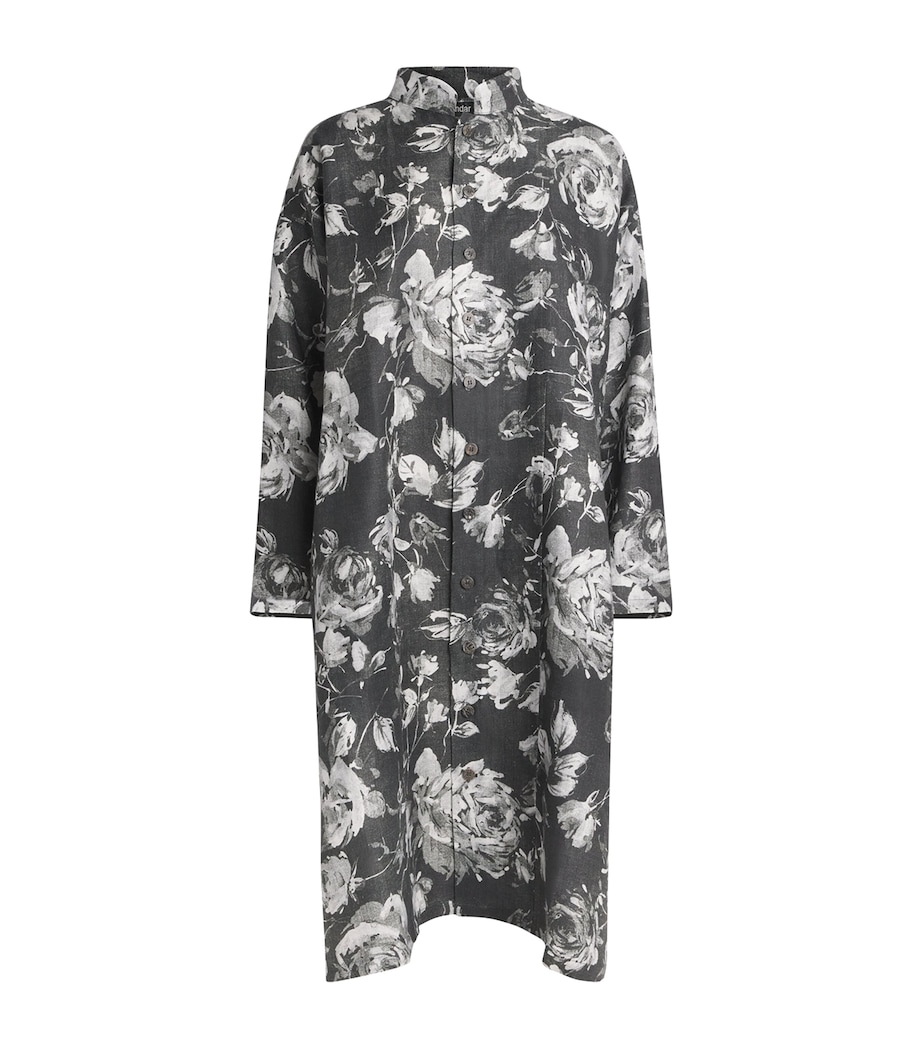 Eskandar Womens Linen A-Line Panelled Jacket Mnochrom Image 1