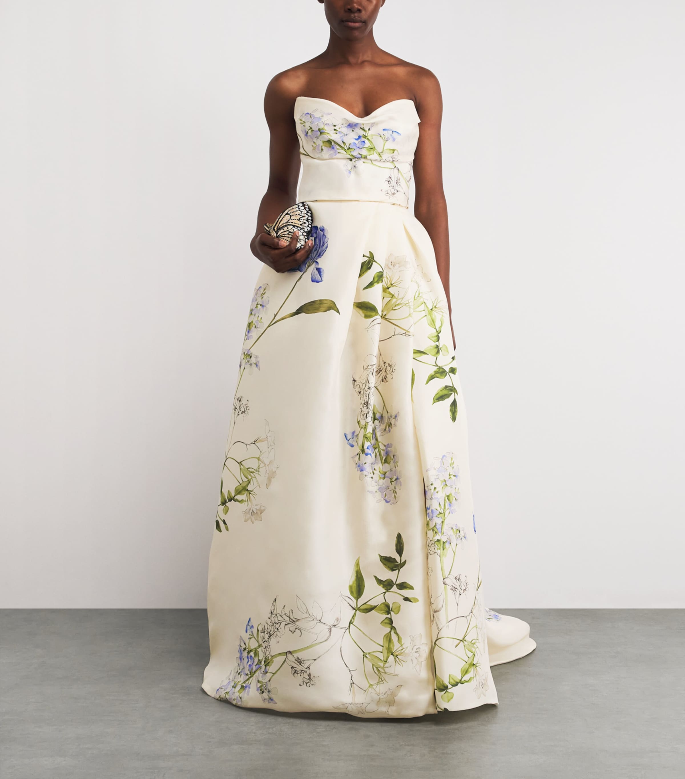 Monique Lhuillier Womens Silk Gazar Iris Bouquet Gown Ivory Multi Image 2