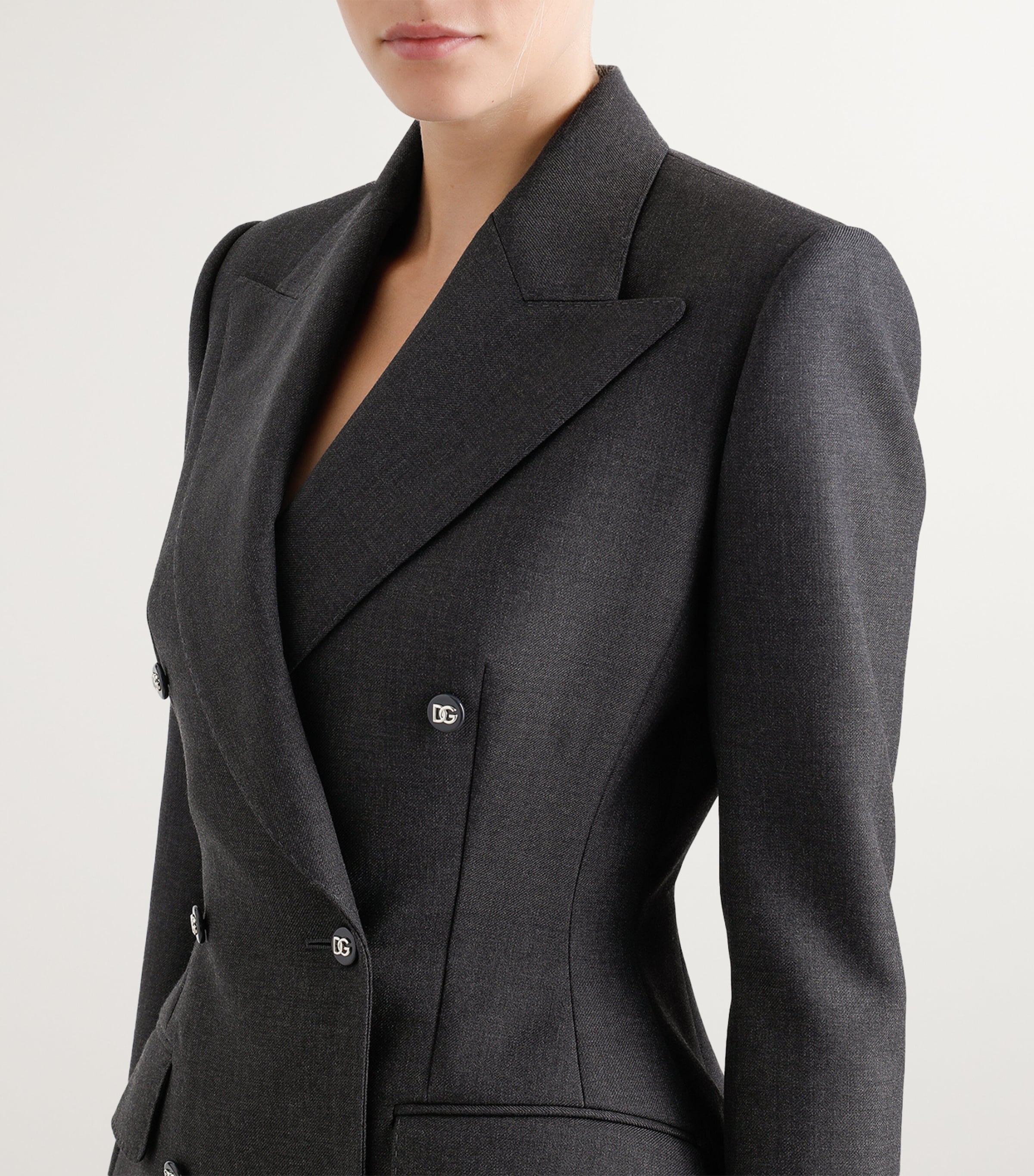 Virgin Wool Fitted Blazer S8290-MELANGE GREY Image 3