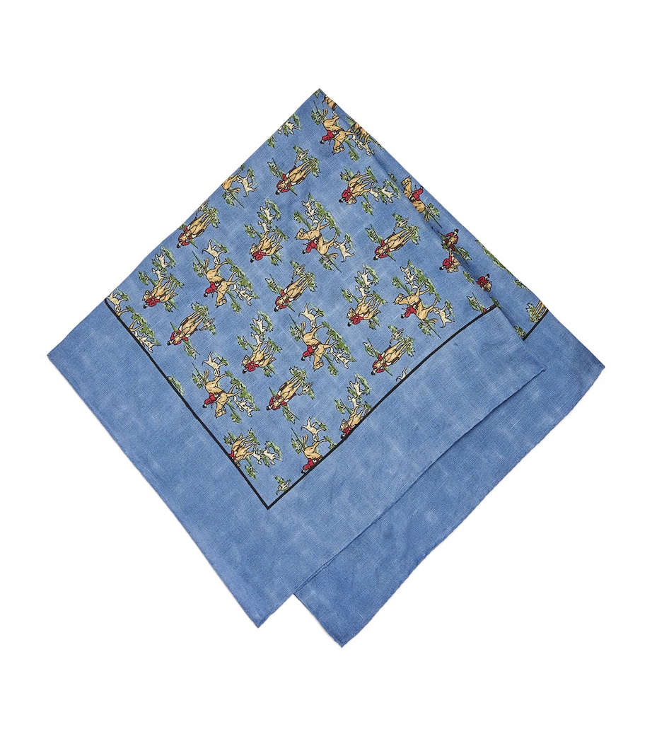 Linen Equestrian Print Bandana BLUE Image 1