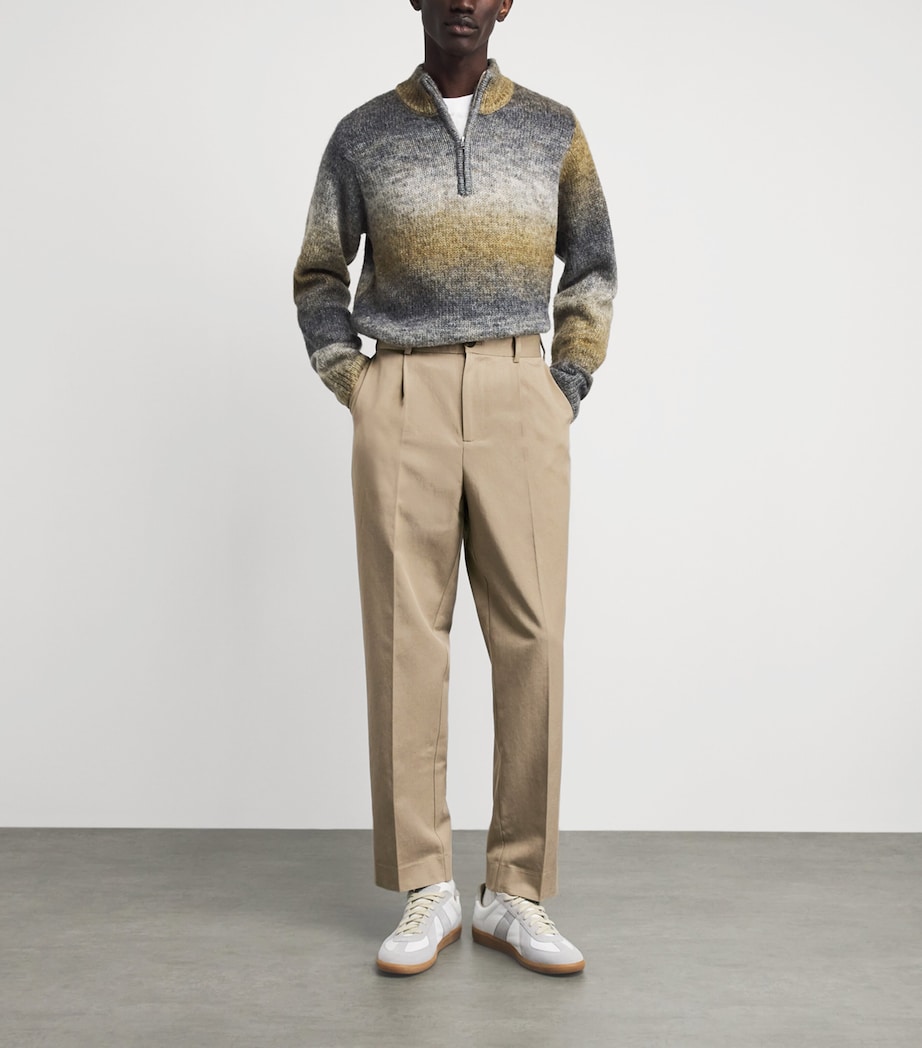 Wax London Mens Pleated Aubyn Trousers Beige Image 2