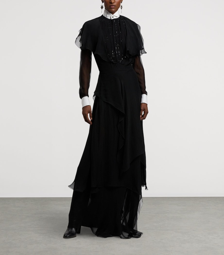 Silk Chiffon Emala Evening Dress BLACK Image 10