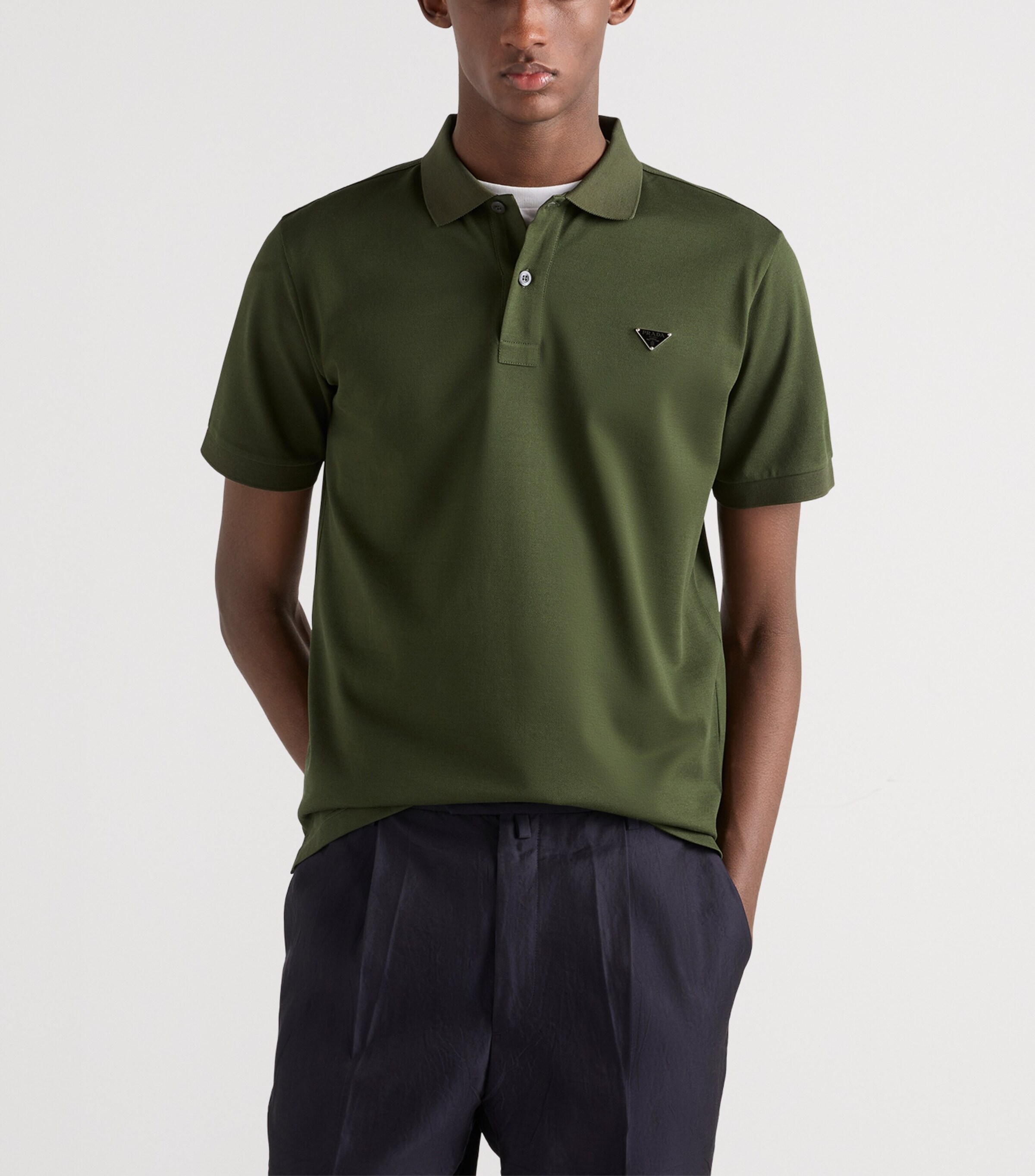 Prada Mens Cotton Piqué Polo Shirt Image 3