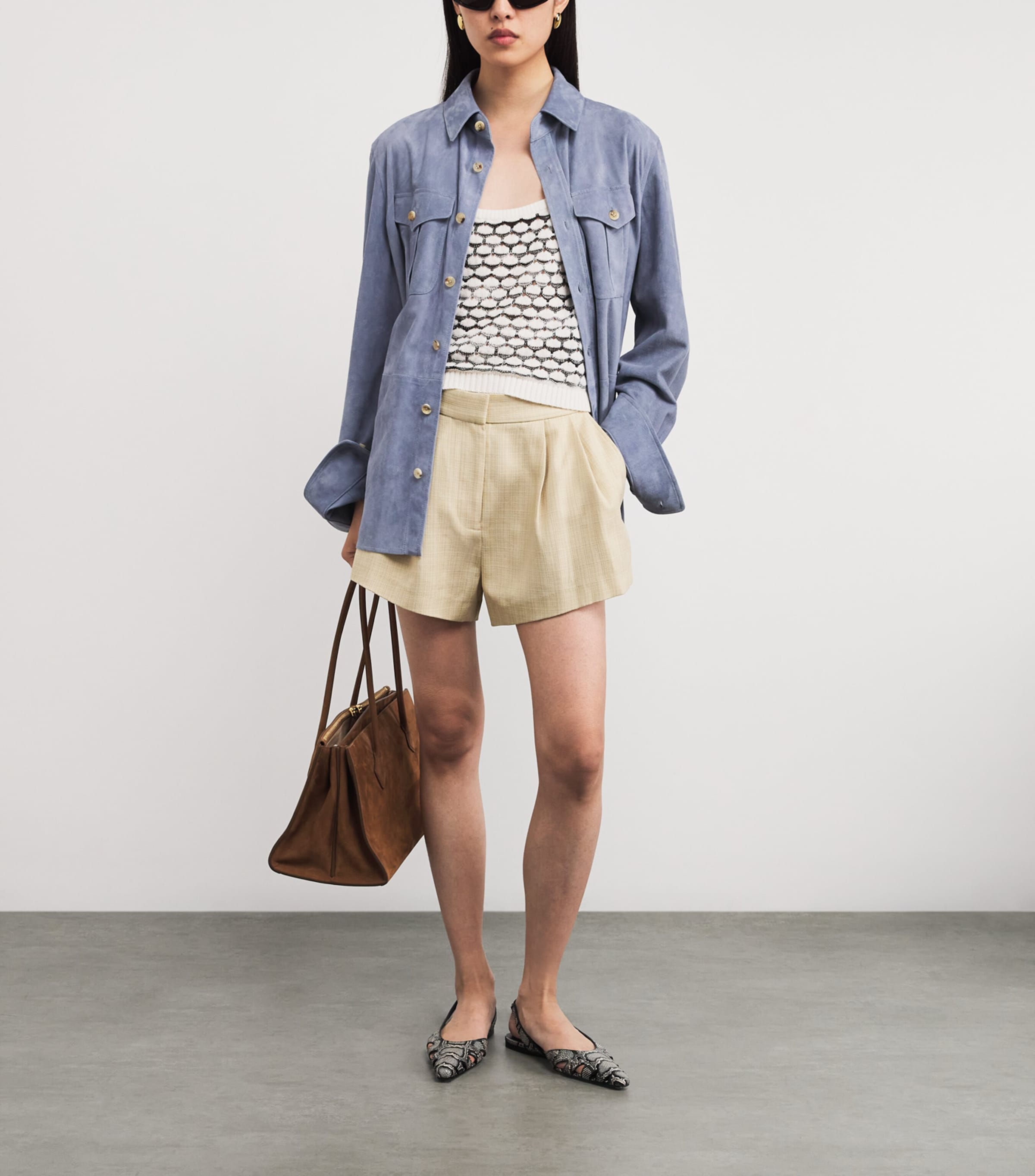 Cashmere-Blend Mesh Tank Top S01KQ WHITE BASE Image 2