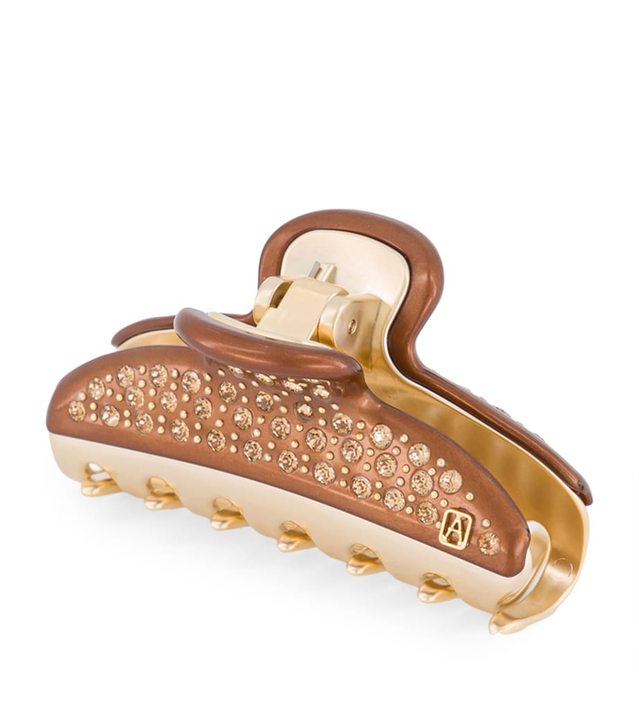 Gold-Plated Claw Hair Clip X4- PAIL BRUN/OR Image 2