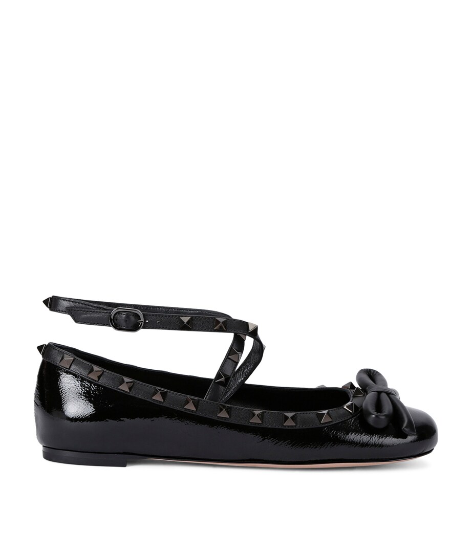 Leather Rockstud Ballet Flats BLACK Image 1