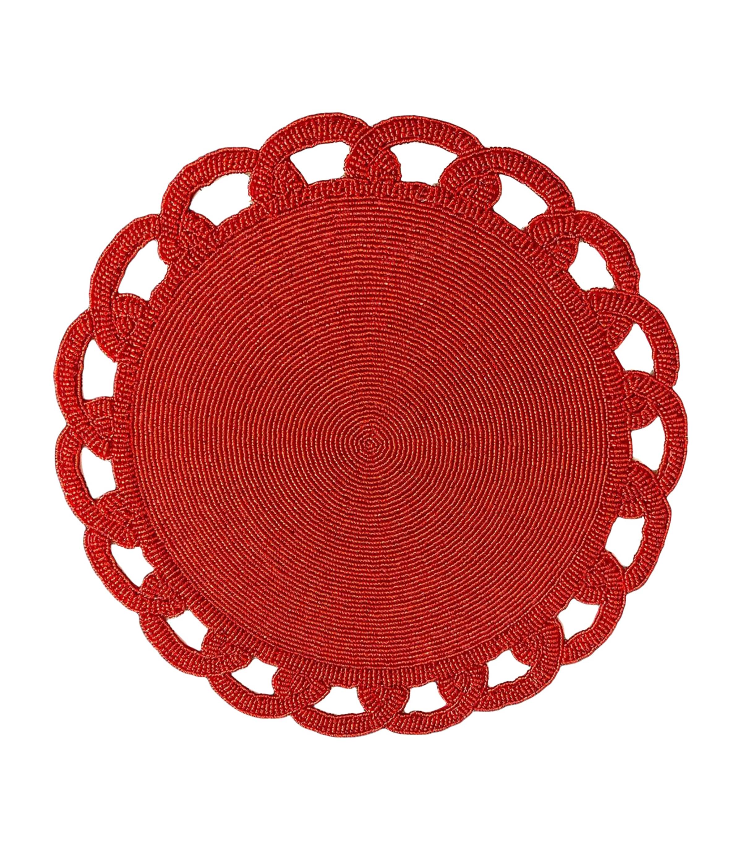 Beaded Placemat (40cm) RED Image 1